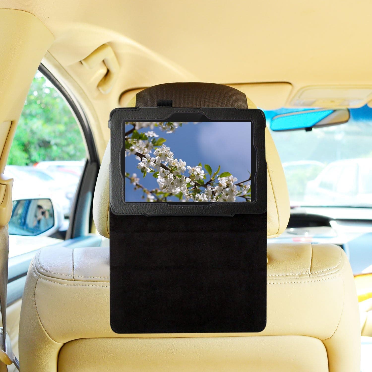 TFY Car Headrest Mount for New Kindle Fire HD 7 inch, Fast-Attach Fast-Release Standing Cover Case Edition, Black
