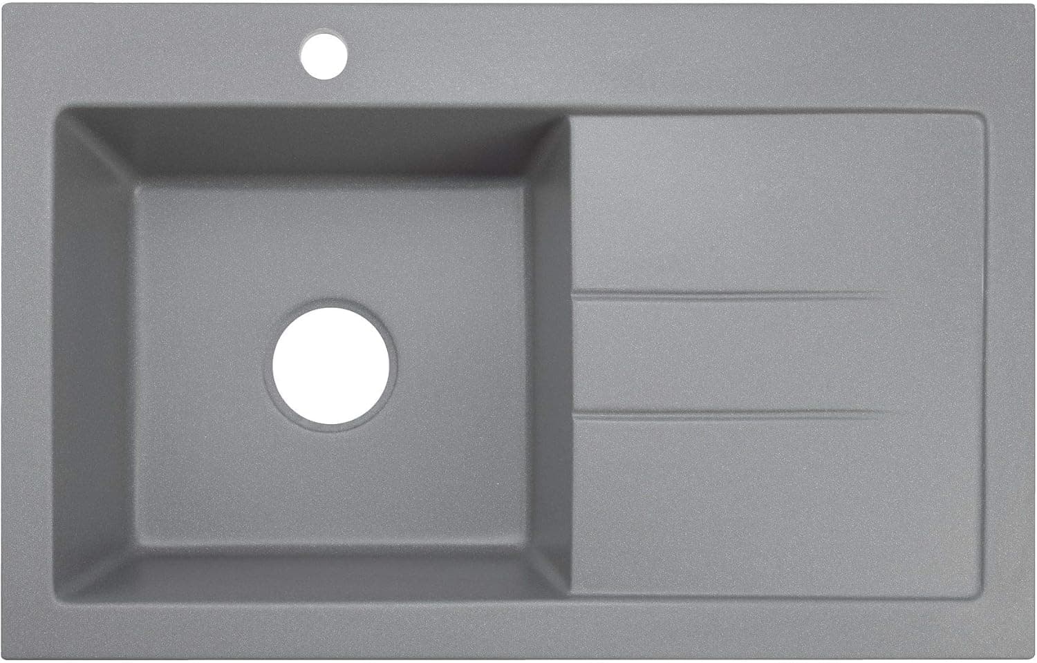 Gray Sink Lavello Luxor 100LT 31" Granite Sink Composite Drop In Single Bowl Big Range of Kitchen Sinks (Gray Drainboard Postion: Right) - MADE in USA