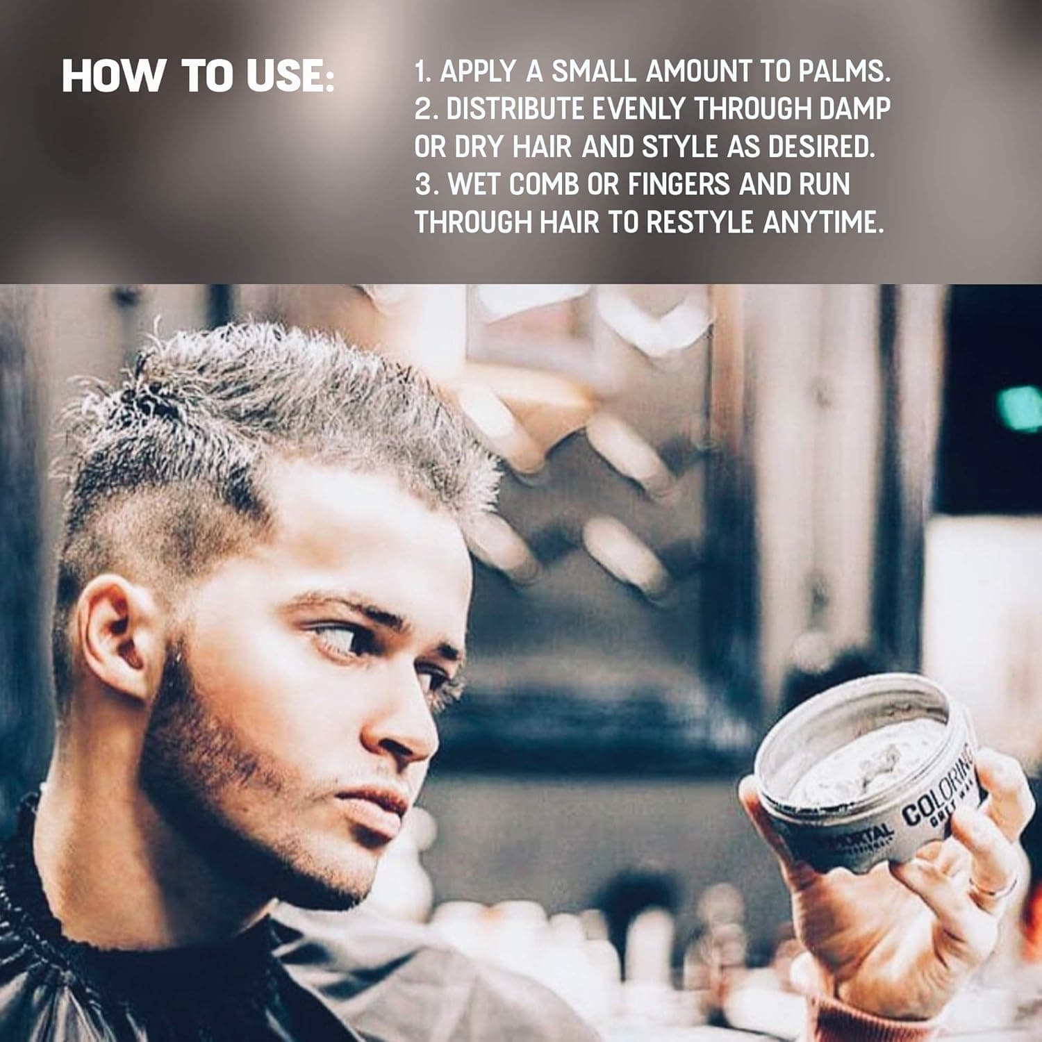 Immortal NYC 'Grey' - Hair Wax For Men - Silver Coloring Wax For Hair - Hair Wax - Mens Hair Wax - Hair Paste For Men - Mens Hair Paste - Men Hair Wax - Styling Wax Hair - Hair Product Men- 3.4Oz