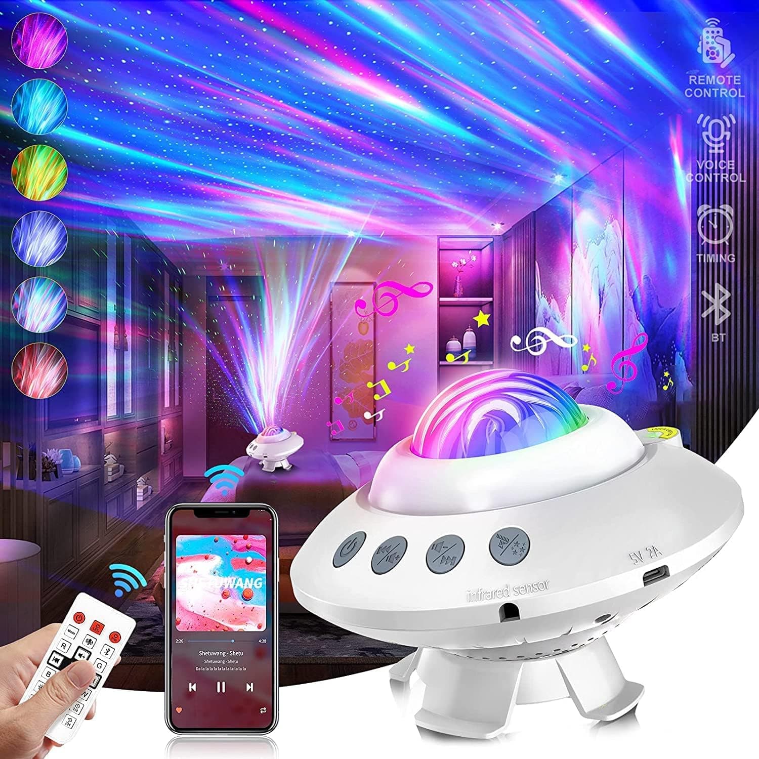 Star Projector Galaxy Light Projector for Bedroom Adult Aurora Light Projector Bluetooth Music Speaker Northern Lights Star Projector Night Light with Remote Control for Baby Kids Party Birthday Gift