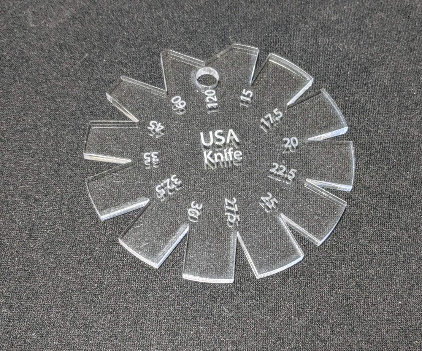 Knife Bevel Gauge 15°-120° Clear Acrylic - USA Knife - Made in America