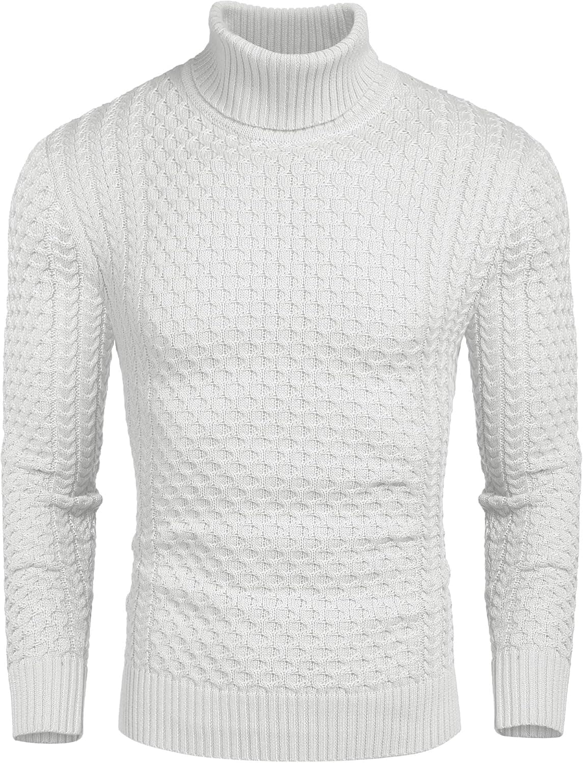 Coofandy Men's Slim Fit Turtleneck Sweater Casual Knitted Twisted Pullover Solid Sweaters