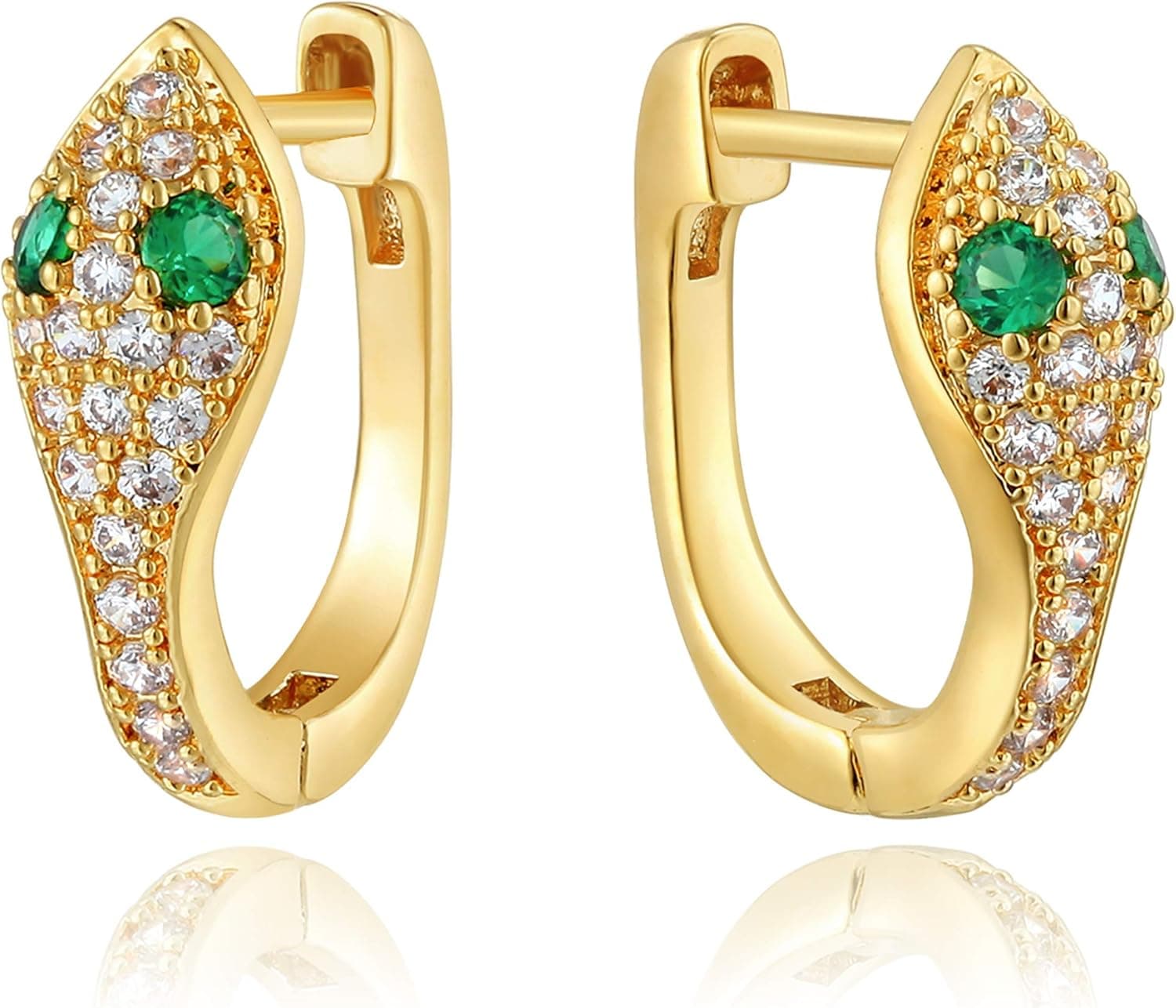DREMMY STUDIOS Dainty CZ Huggie Hoop Earrings 14K Gold Filled Chunky Simple Cute Thick Round Frill Bead Ball Starburst Cuff Earrings Cubic Zirconia Hoop Earrings Minimalist Personalized Gift for Her