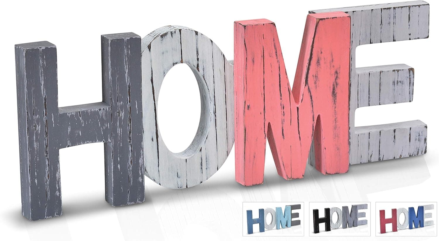 SilverMoon Market Home Signs Wall Decor Wooden Words | Farm House Decorations for Living Room, Fireplace Mantel Decor, Shelf & Coffee Table Gift Ideas for Housewarming (Red Gray)