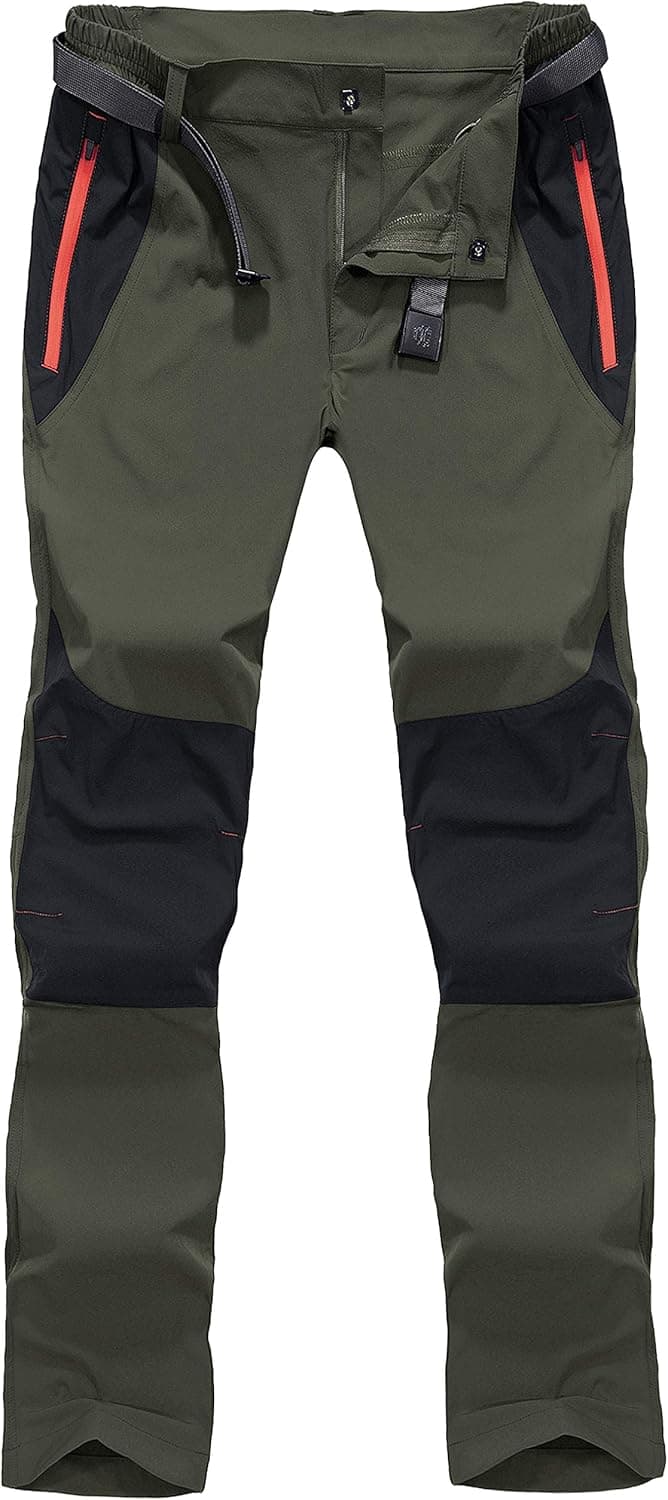 BIYLACLESEN Men's Camping Fishing Pants Lightweight Breathable Quick Dry Hiking Pants Zipper Pockets