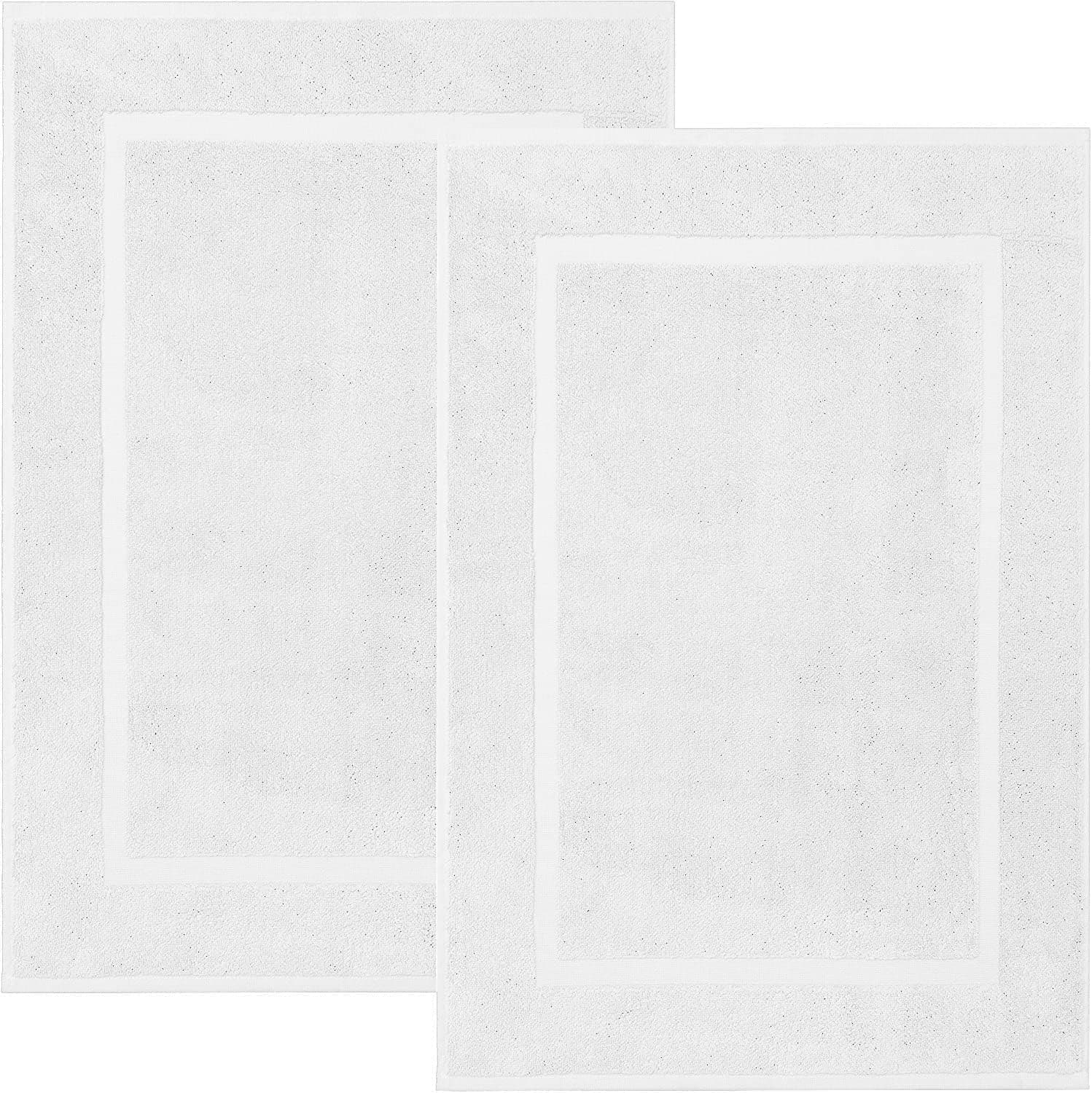 DAN RIVER 100% Cotton Bath Mat Pack of 2, 900 GSM Highly Absorbent Quick Drying Non-Slip Easy to Clean Machine Washable and Ultra Soft Bathroom Floor Rugs 21x34 Inches White
