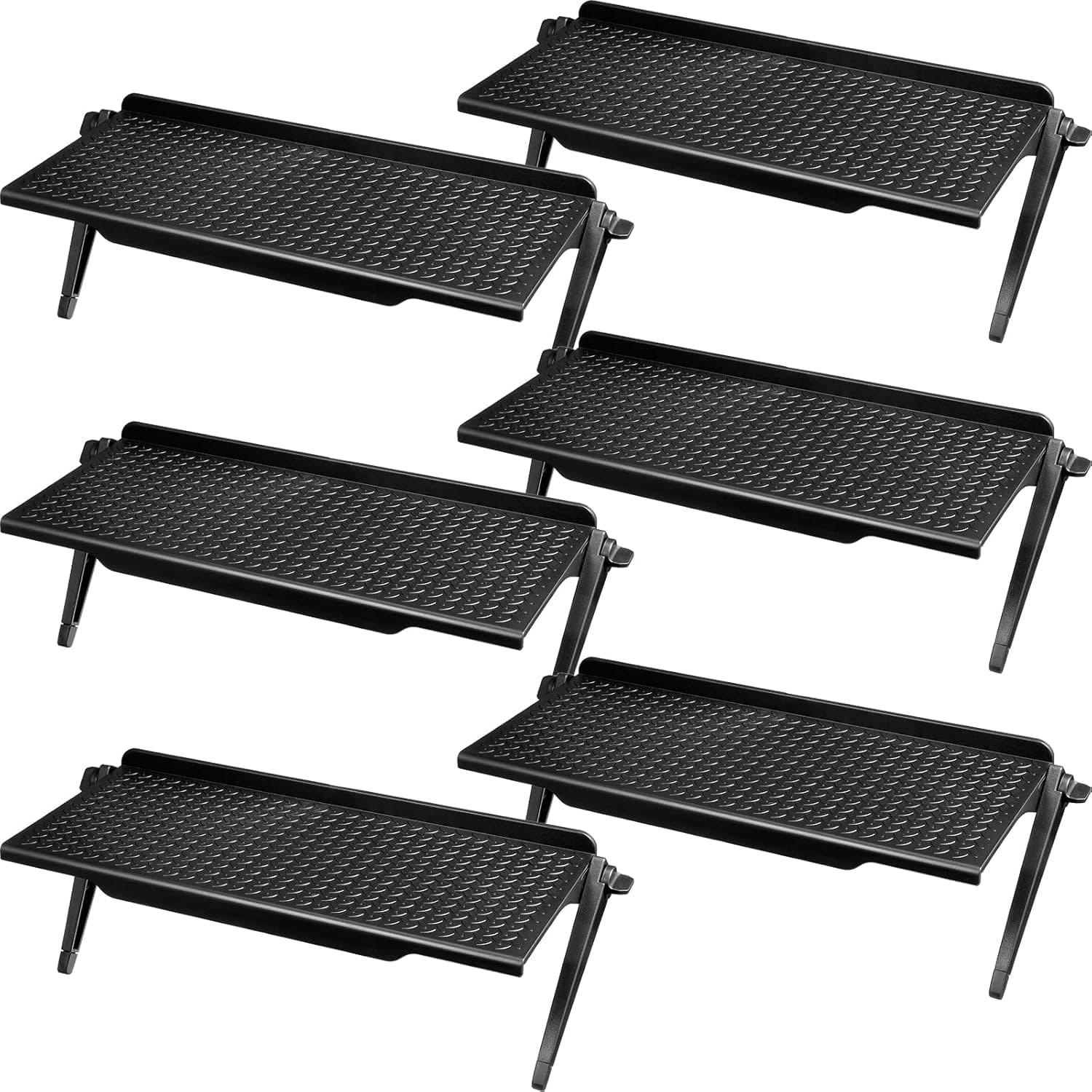 6 Pieces TV Top Shelf Screen Shelf Adjustable Monitor Top Shelf Plastic TV Shelf Video Game Storage Game Console Shelf Black Router Stand Audio Video Shelving for Media Boxes Router (11.8 x 4.5 inch)