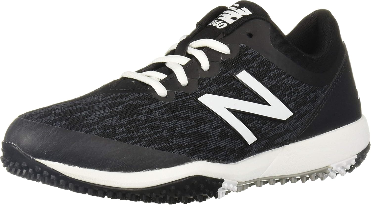 New Balance Men's 4040 V5 Turf Baseball Shoe, Black/White, 10 W US