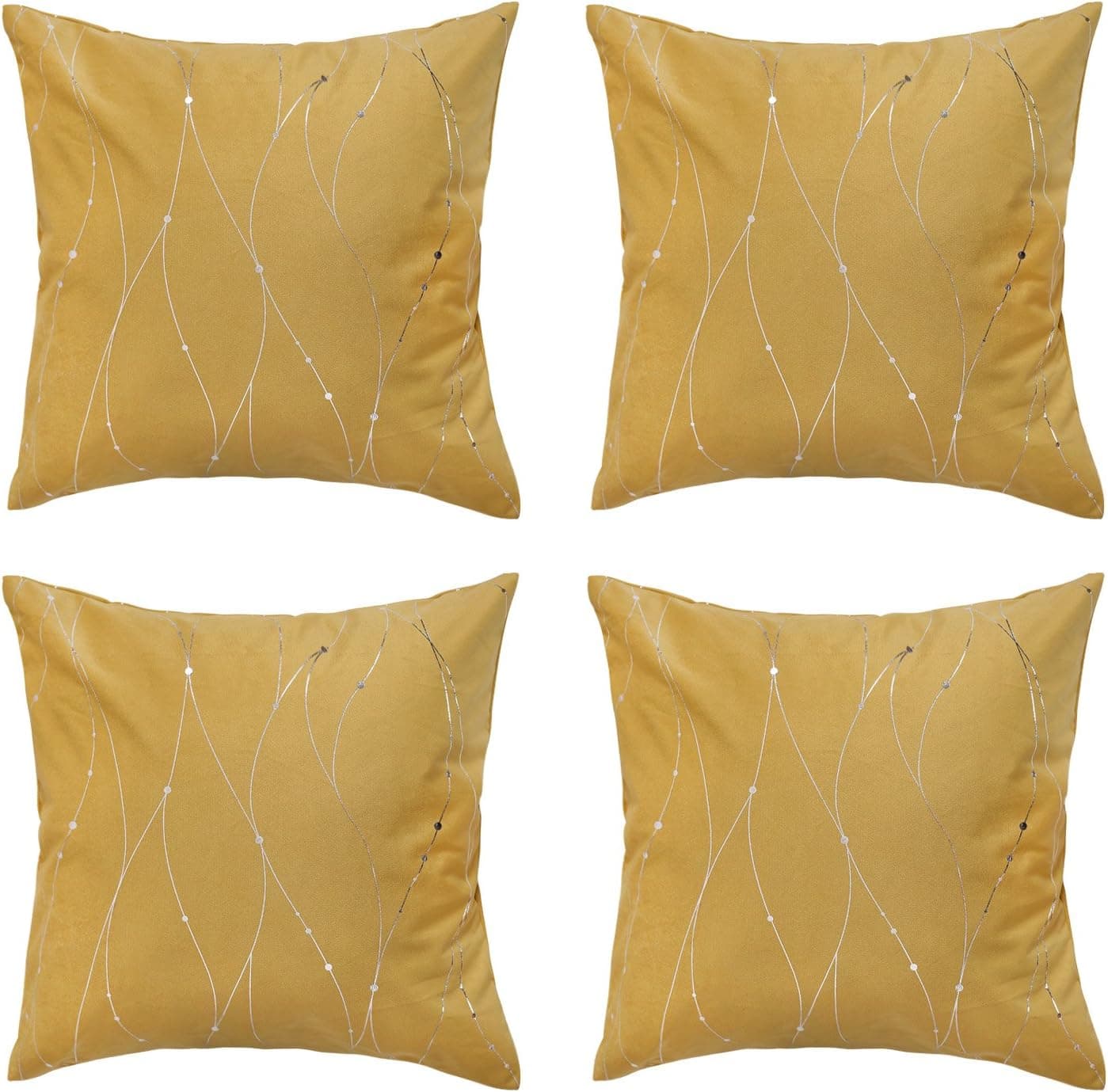 Deconovo Faux Pillowcase Super Soft Cushion Cover Decorative Throw Pillow Cover for Chair 18 x 18 Inch Ceylon Yellow Set of 4 No Pillow Insert