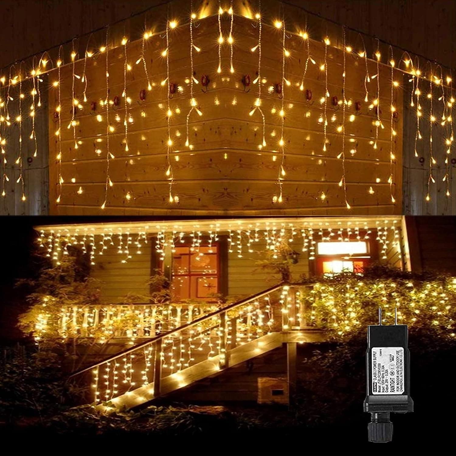 TuoPuLife LED Icicle Lights Outdoor, 32.8ft 400 LED Icicle Christmas Lights with Timer, Waterproof, Connectable Eaves Curtain Fairy String Lights for Christmas, Thanksgiving, Easter,Valentines Day