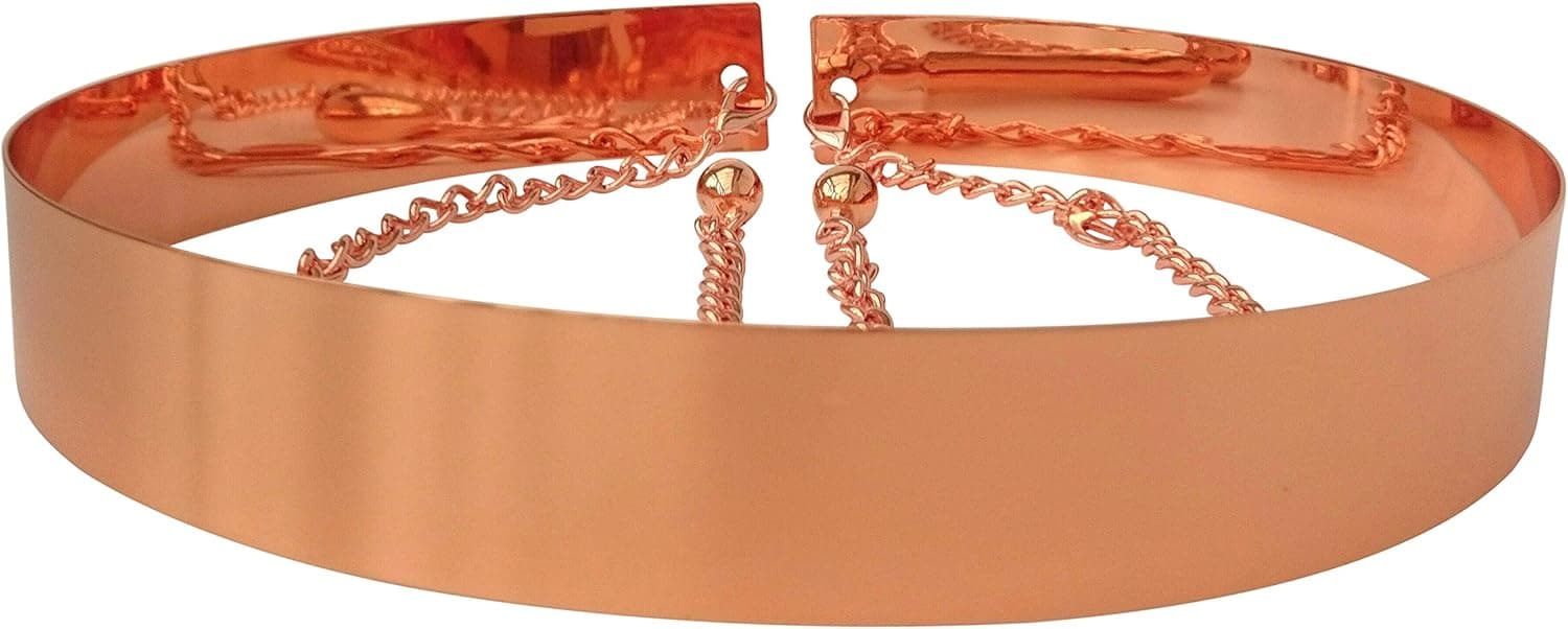 Live It Style It Womens Full Metal Waist Mirror Gold Silver Plate Waistband Belt