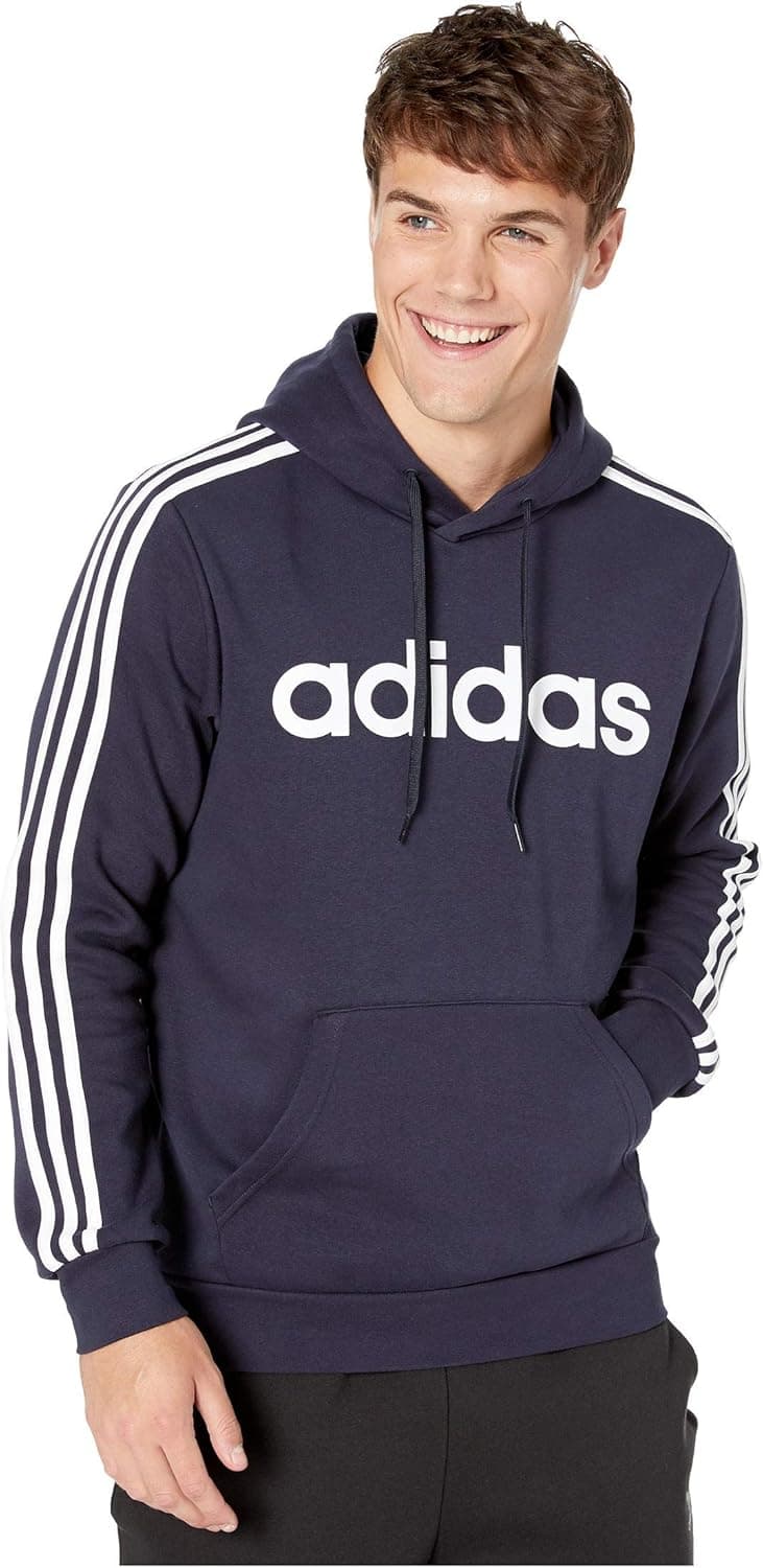 adidas Men's Essentials 3-Stripes Pullover Fleece Hooded Sweatshirt