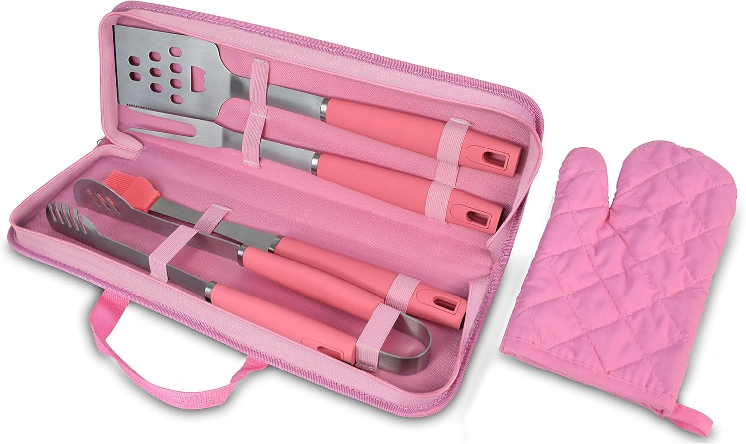 Chef Basics Pink 5 Piece BBQ Tool Set and Soft Case by KOVOT