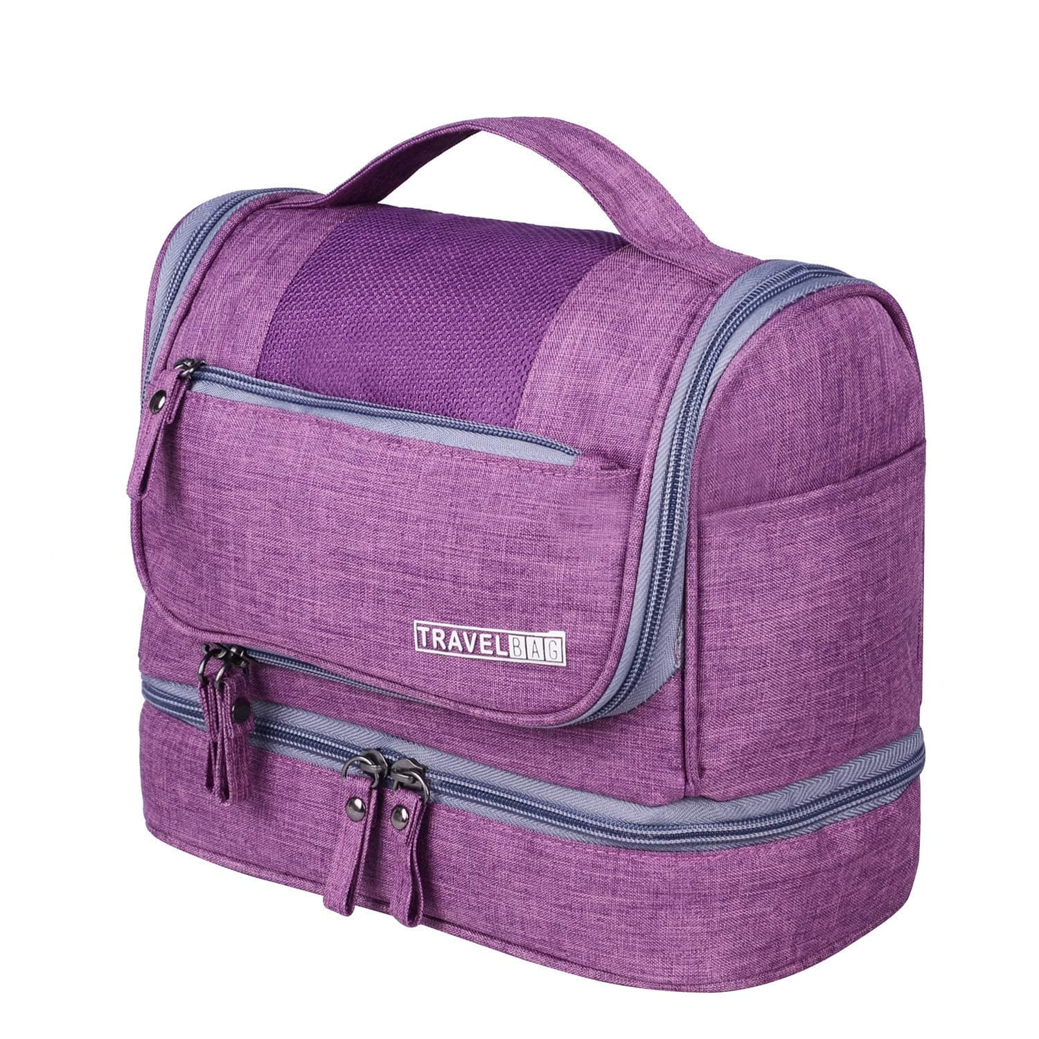 Travel Toiletry Bag, Dry & Wet Separation Cosmetic Bag with Hanging Hook - Waterproof Portable Makeup Travel Organizer for Men and Women