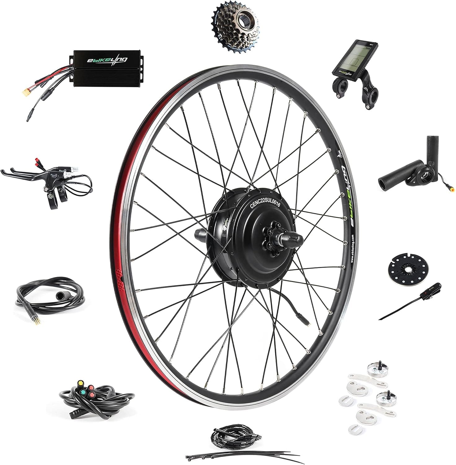 EBIKELING Waterproof Ebike Conversion Kit for Electric Bike 26" Front or Rear Wheel Electric Bicycle Hub Motor Kit 1500W 1200W 750W 500W Electric Bike Conversion Kit