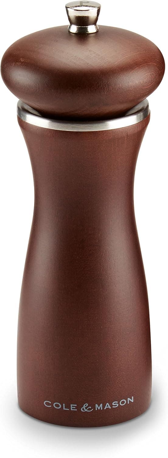 COLE & MASON Sherwood Forest Wood Pepper Grinder - Wooden Mill Includes Precision Mechanism, 6.5 inch
