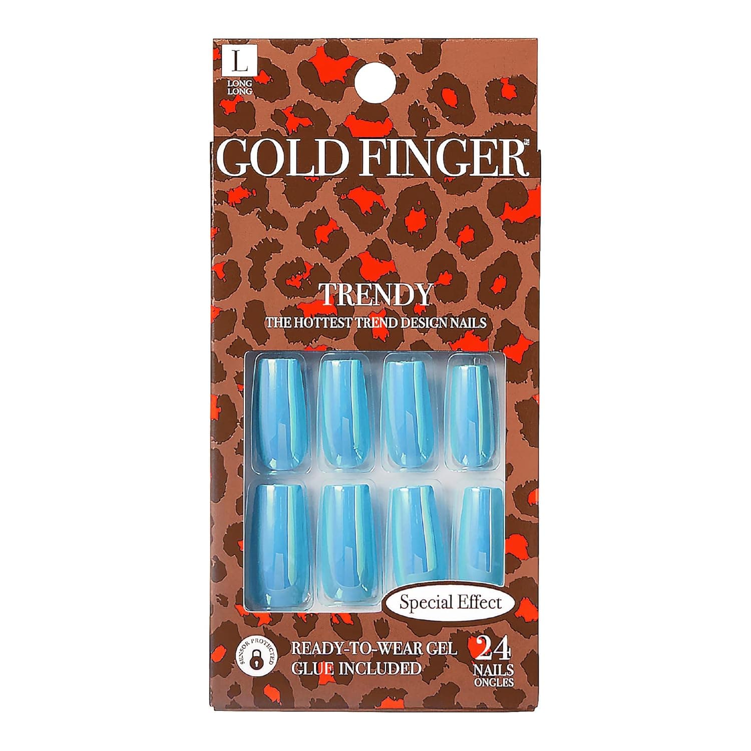 GoldFinger Press On Nails Special Effect Full Cover Nails Glue On Nails Manicure Long Fake Nails with Glue (Never Stop)