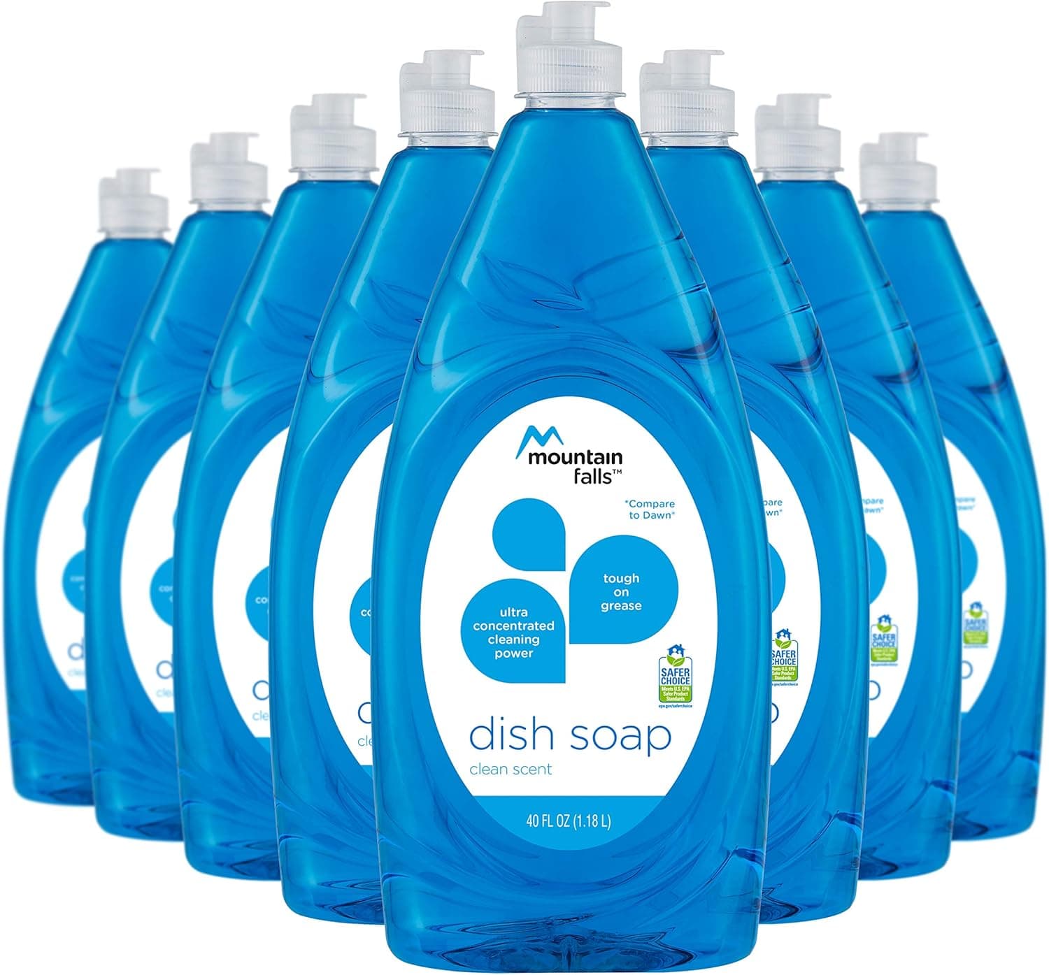 Mountain Falls Ultra Concentrated Dish Soap, Clean Scent, 40 Fluid Ounce (Pack of 8)