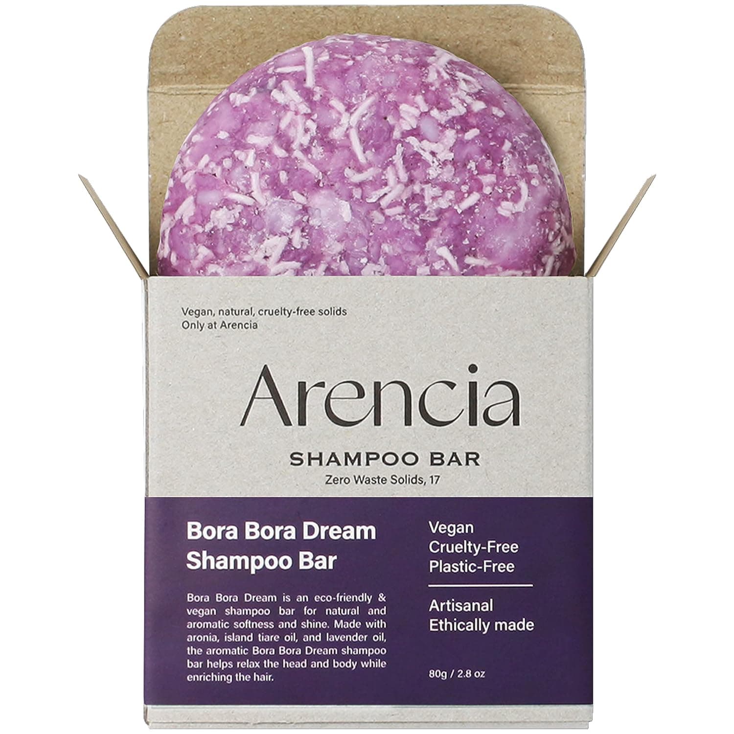Arencia Bora Bora Dream Shampoo Bar for Curly Hair & Color Hair, All hair type, Volumizing, Color Protecting – Vegan, Natural, pH Balanced, Sulfate free, Eco friendly, Plastic Free, Zero-waste Packaging