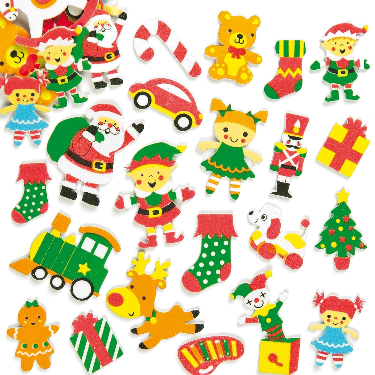 Baker Ross EF957 Santa's Workshop Stickers - Pack of 100, Self Adhesives, Perfect for Children to Decorate Collages and Crafts, Ideal for Schools, Craft Groups, Party Crafting, Home