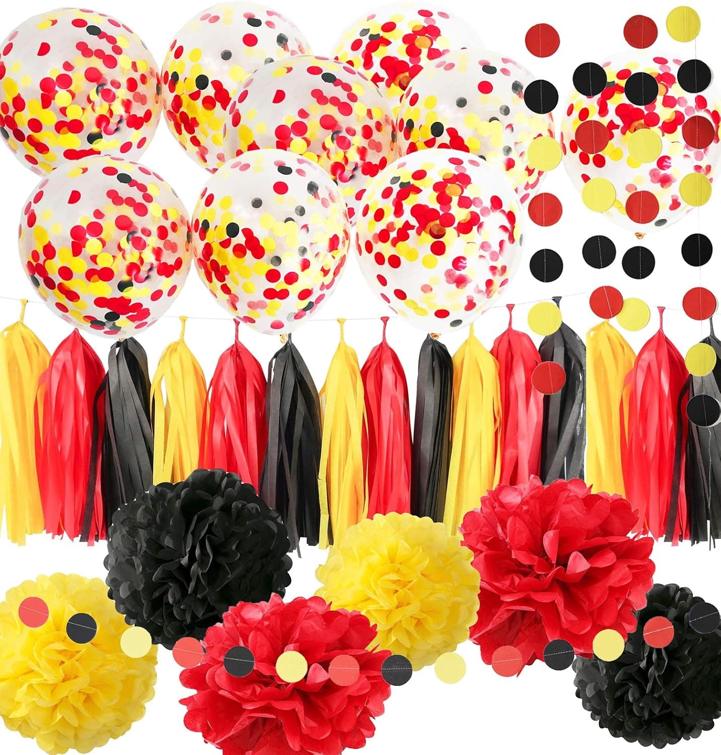 Mickey Mouse Birthday Decorations Mickey Mouse Party Supplies Yellow Black Red Confetti Ballons Fire Truck Birthday Banner,Minnie Mouse Birthday Party Decorations, Mickey Garland Banner