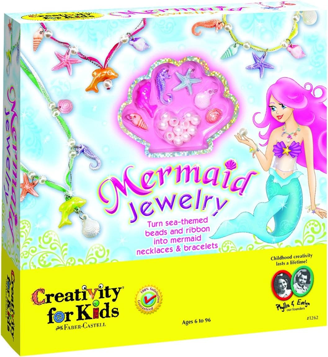 Creativity for Kids Mermaid Jewelry - String Mermaid Beads, Create 8 Jewelry Pieces - Great for Beginners