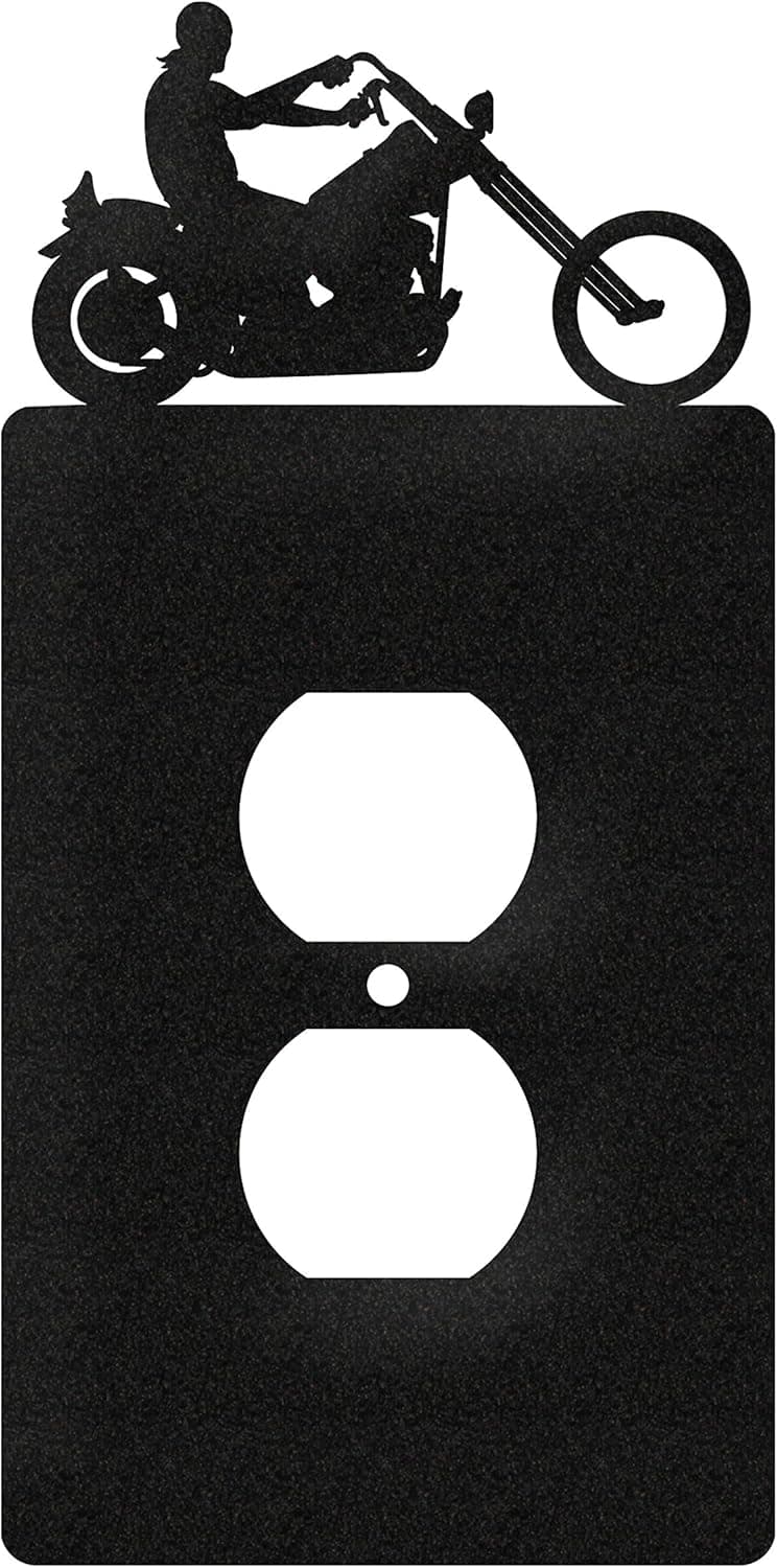 SWEN Products Motorcycle Easy Rider Wall Plate Cover (Single Outlet, Black)