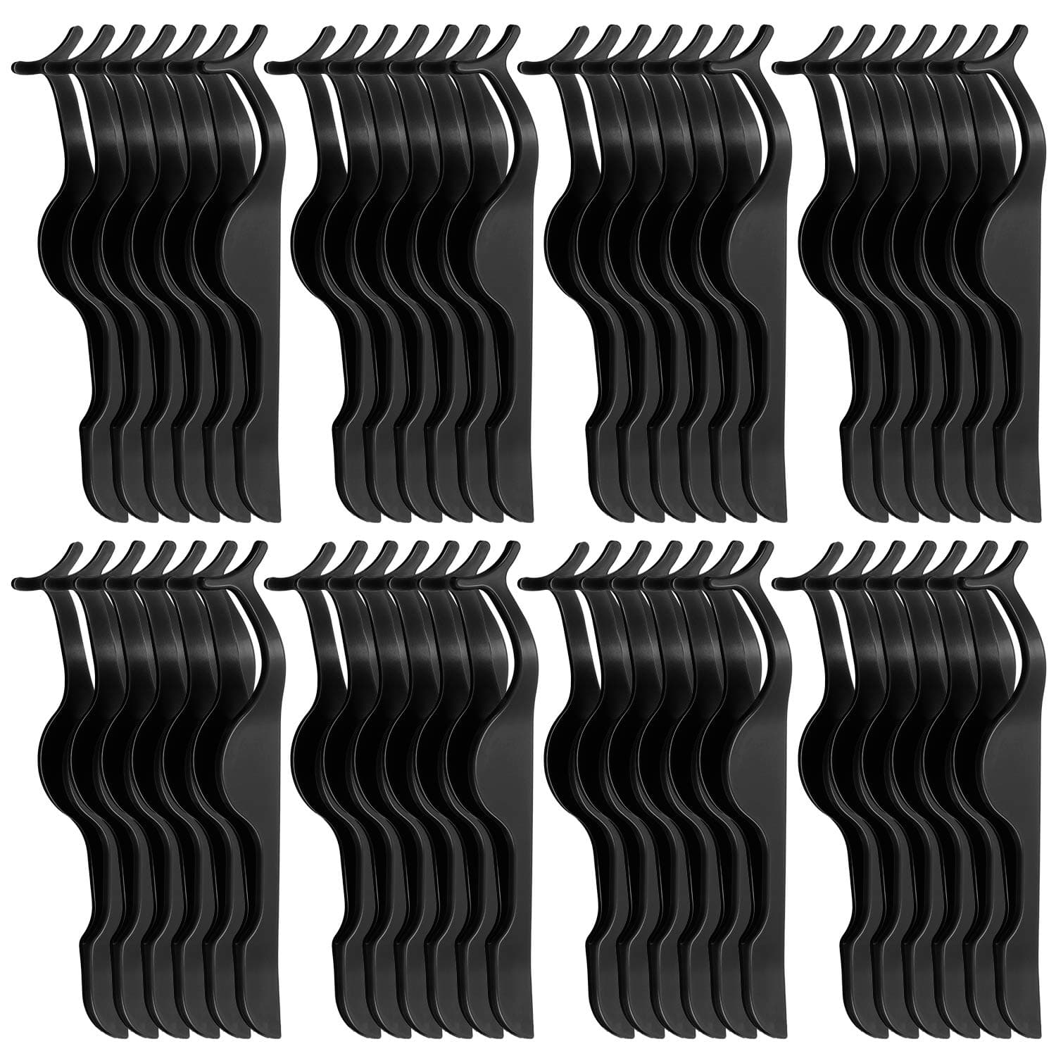 48 Pieces False Eyelash Applicator Tool Plastic Eyelashes Extension Tweezers Fish Tail Clip Tweezers Eyelashes Clip for Lashes Application and Removal (Black)