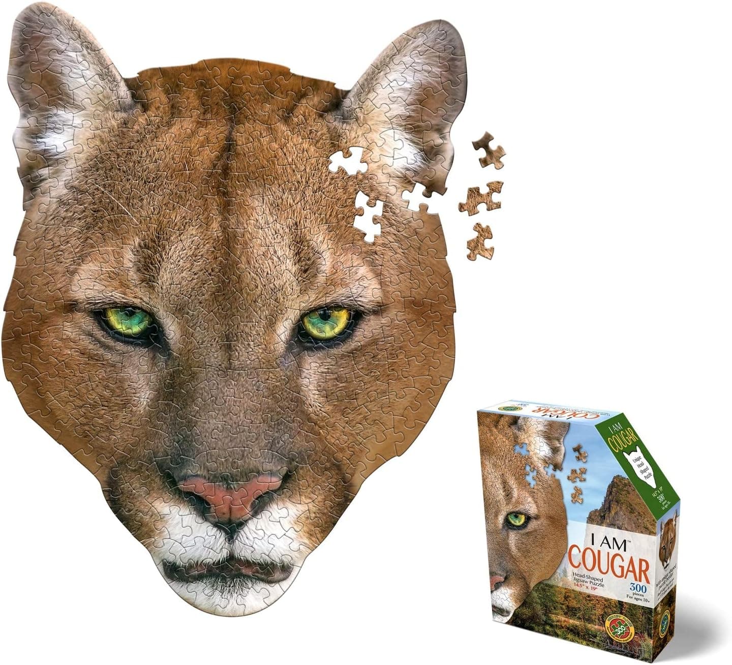 Madd Capp COUGAR 300 Piece Jigsaw Puzzle For Ages 10 and up - 6005 - Unique-Shaped Border, Challenging Random Cut, Deluxe Five-Sided Box Fits on Bookshelf, Includes Educational Madd Capp Fun Facts