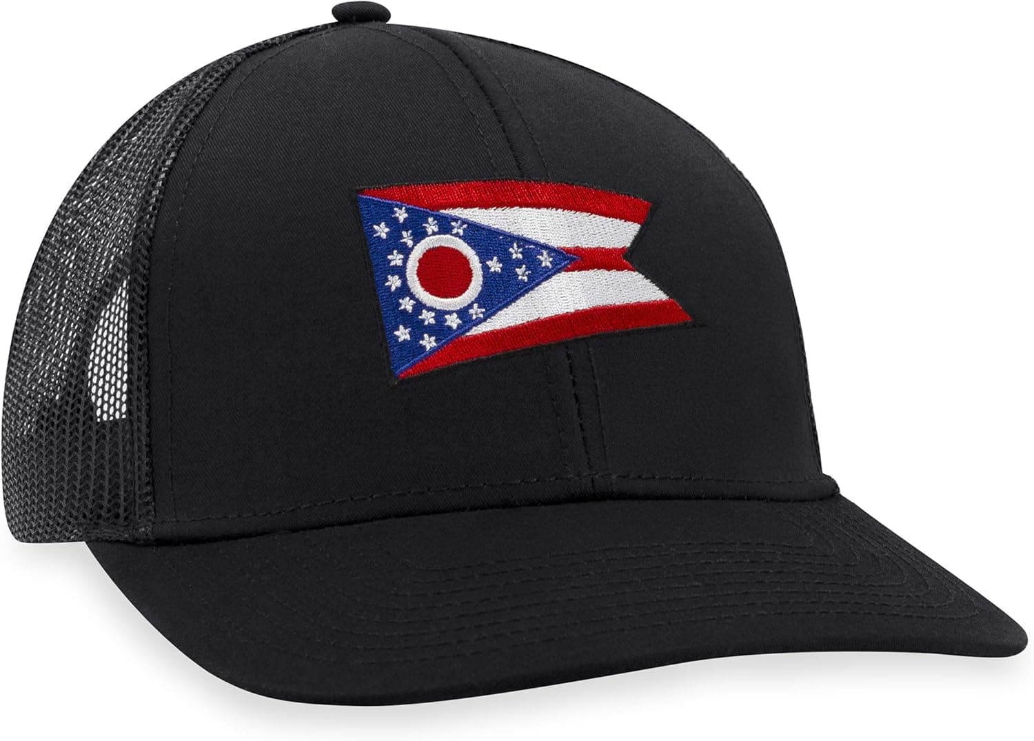 Ohio Flag Hat – Ohio Trucker Hat Baseball Cap Snapback Golf Hat (Black)