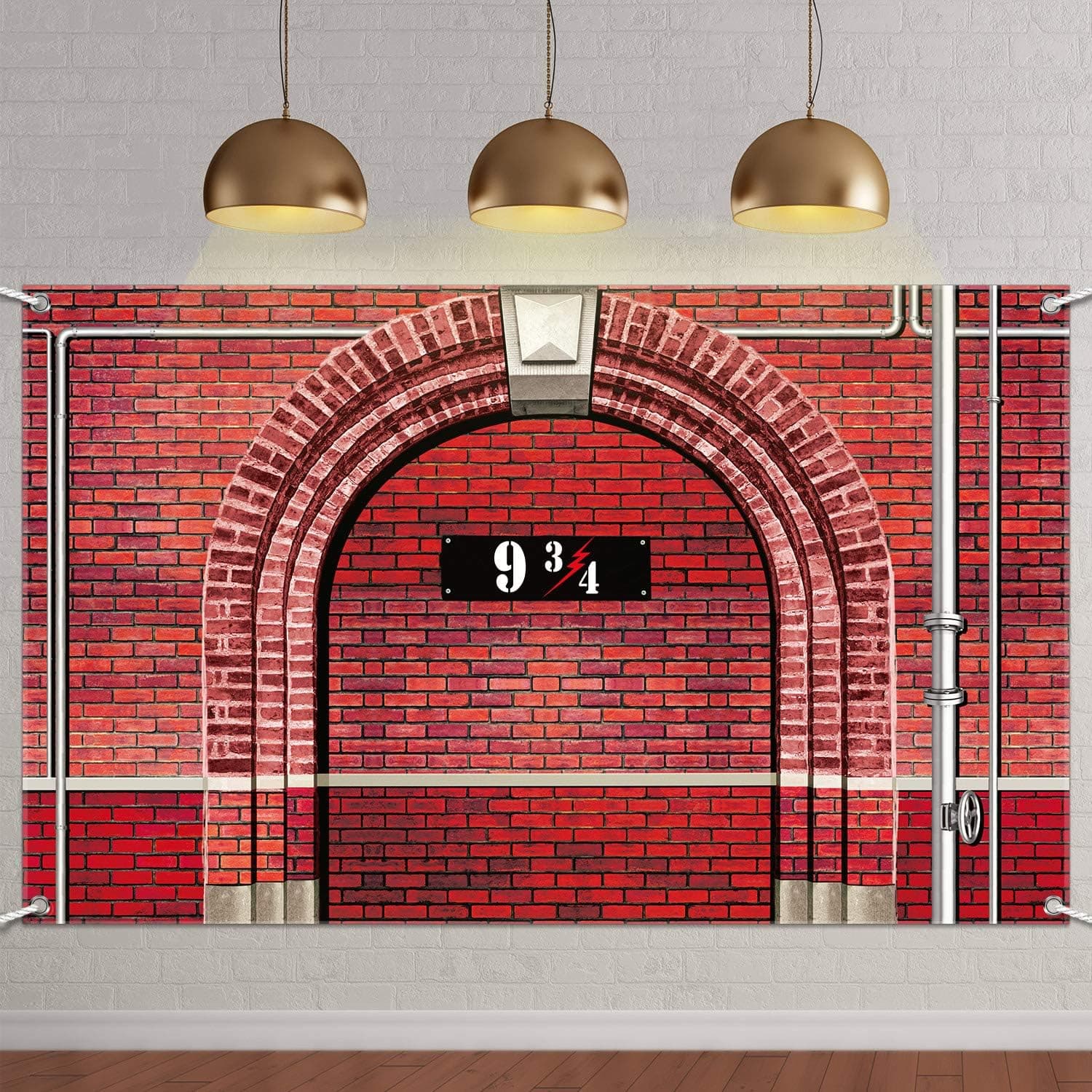 Brick Wall Backdrop 9 and 3/4 Cross Station Secret Passage to Magic School Wizard Party Decoration Decorative Brick Wall Room Decor, 70.8 x 43.3 Inch