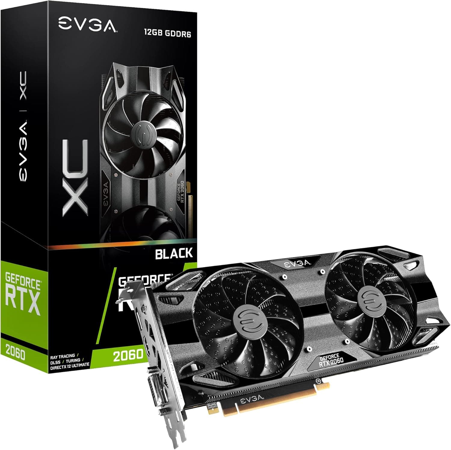 EVGA GeForce RTX 2060 12GB XC Black Gaming, 12G-P4-2261-KR, 12GB GDDR6, Dual Fans, Metal Backplate