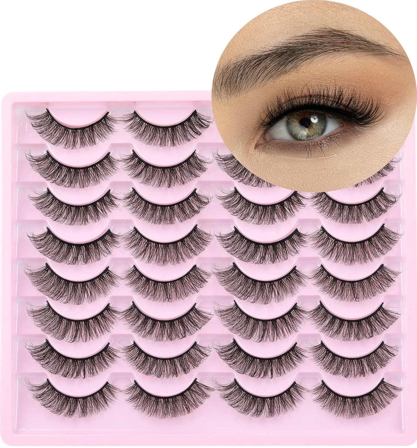 Fake Eyelashes Natural look Fluffy Mink Lashes 14mm Wispy Natural False Lashes Cat Eye Lashes That Look Like Extensions Strip Eyelashes Pack