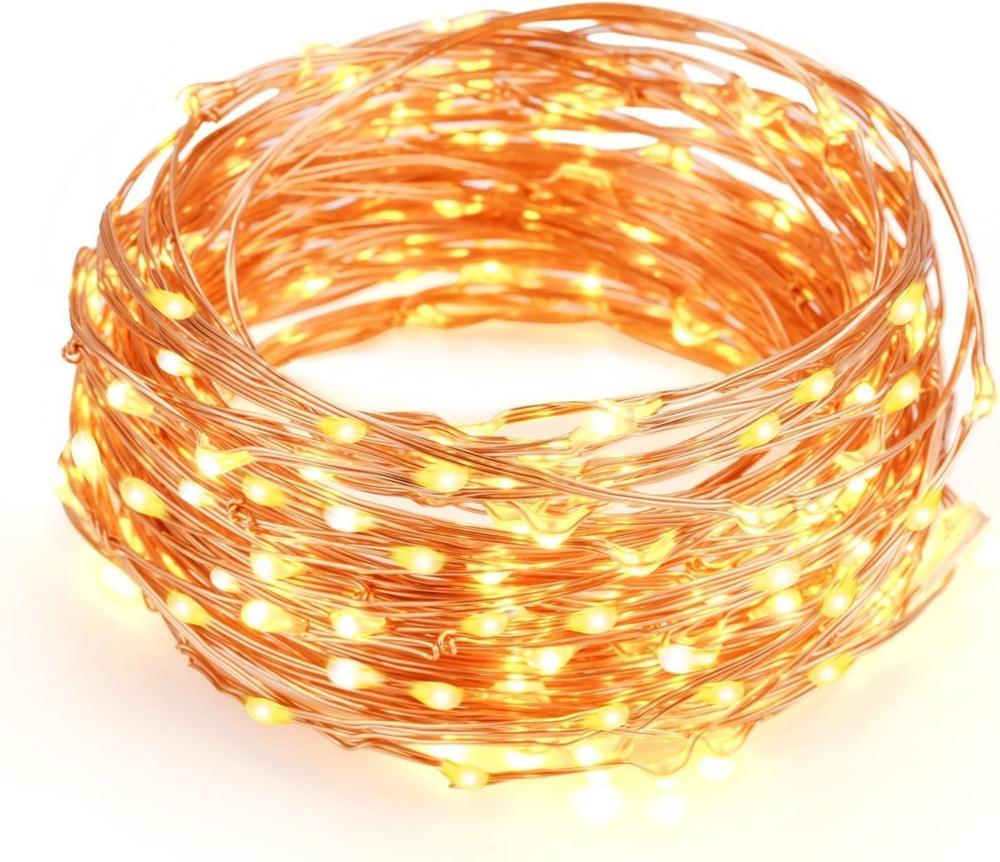 Kohree String Lights Decorative Rope Fairy Strarry Lights for Bedroom Patio Garden Party Wedding Commercial Lighting, USB Plug in 33ft 100 LEDs,Warm White