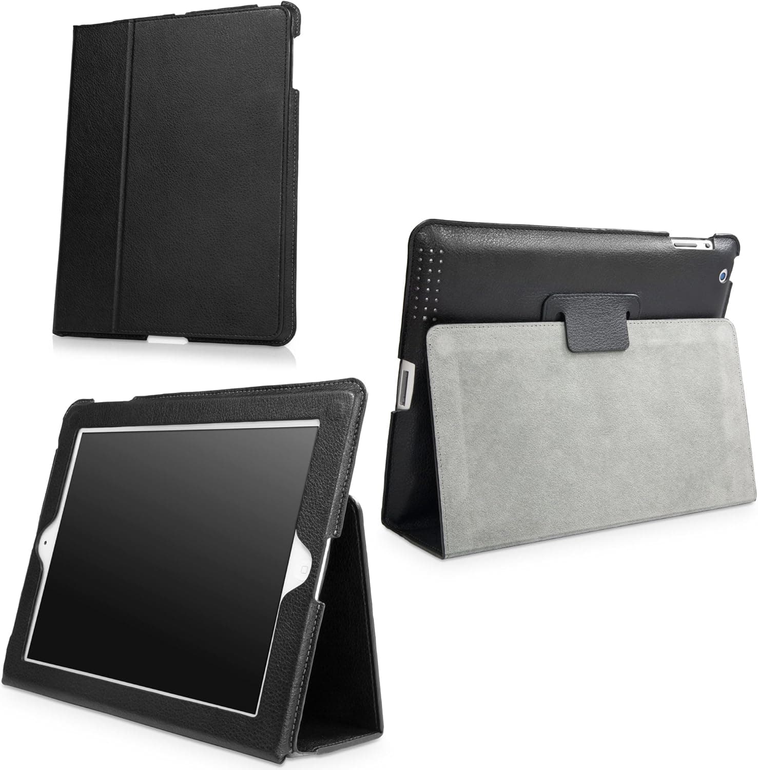 BoxWave Smart Minimus iPad 4, iPad 3 Leather Wrap - Ultra Slim Folio Stand Case w/ Magnet Activated Sleep/Wake Smart Cover for iPad 4, iPad 3 (Nero Black)