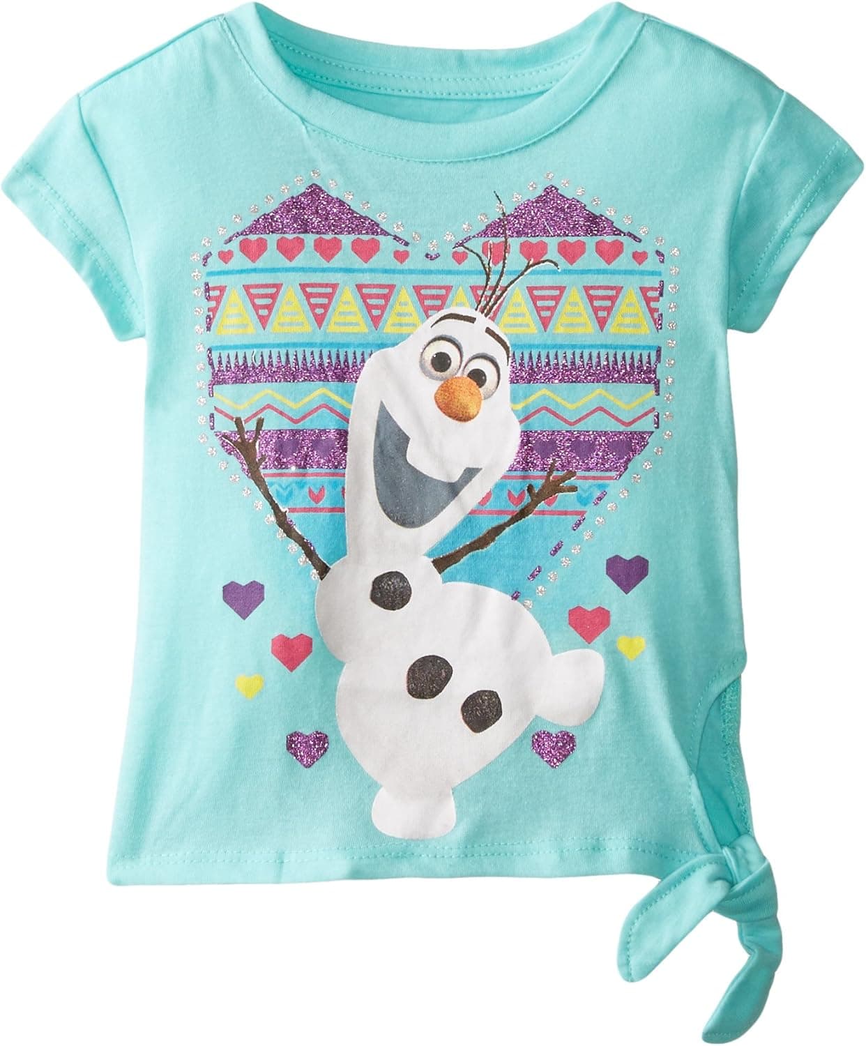 Disney Girls' Frozen Olaf Heart Side-Tie Short Sleeve Top