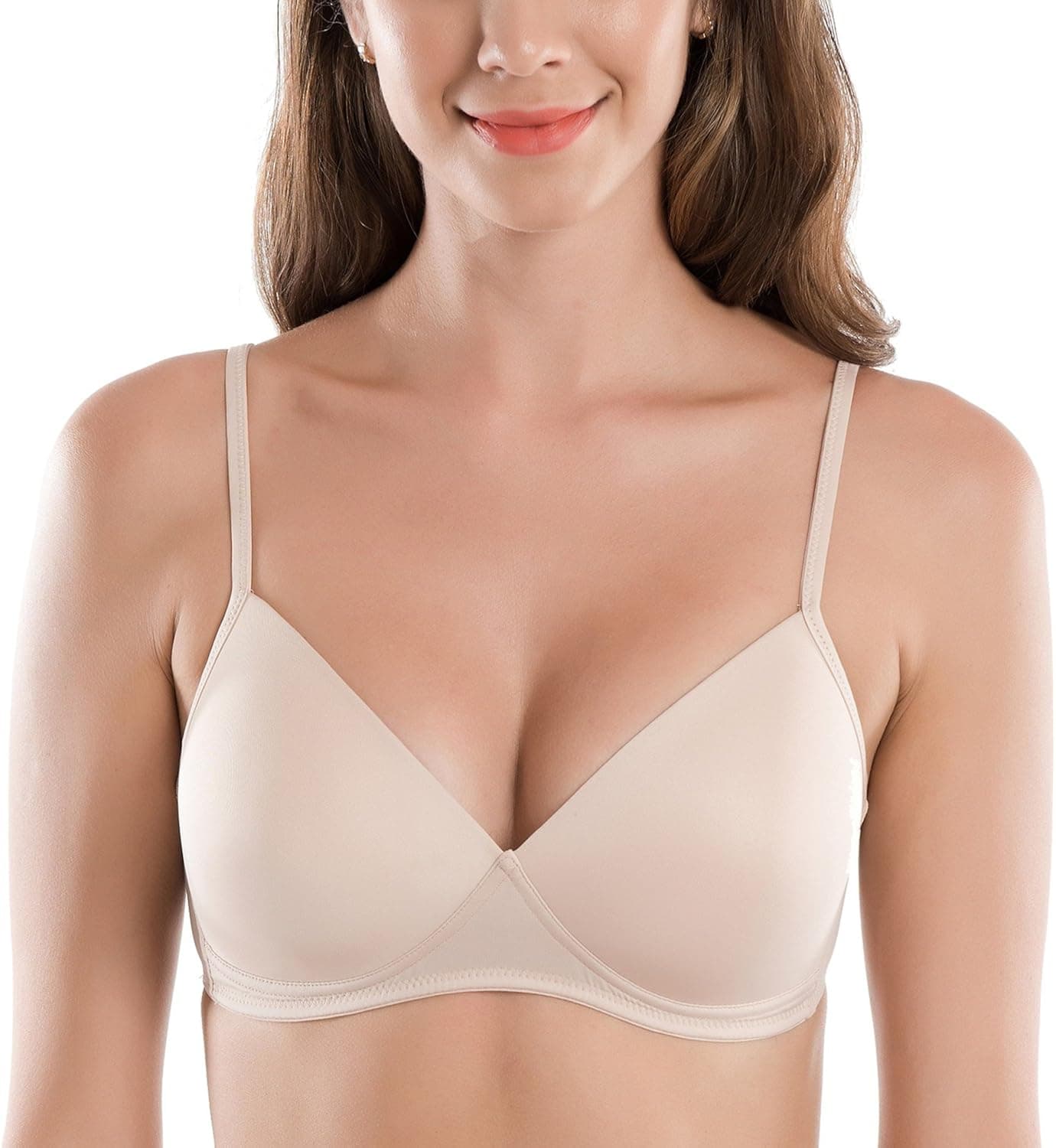 DELIMIRA Women's Wireless Plus Size Seamless Lightly Lined Full Coverage T-Shirt Bra