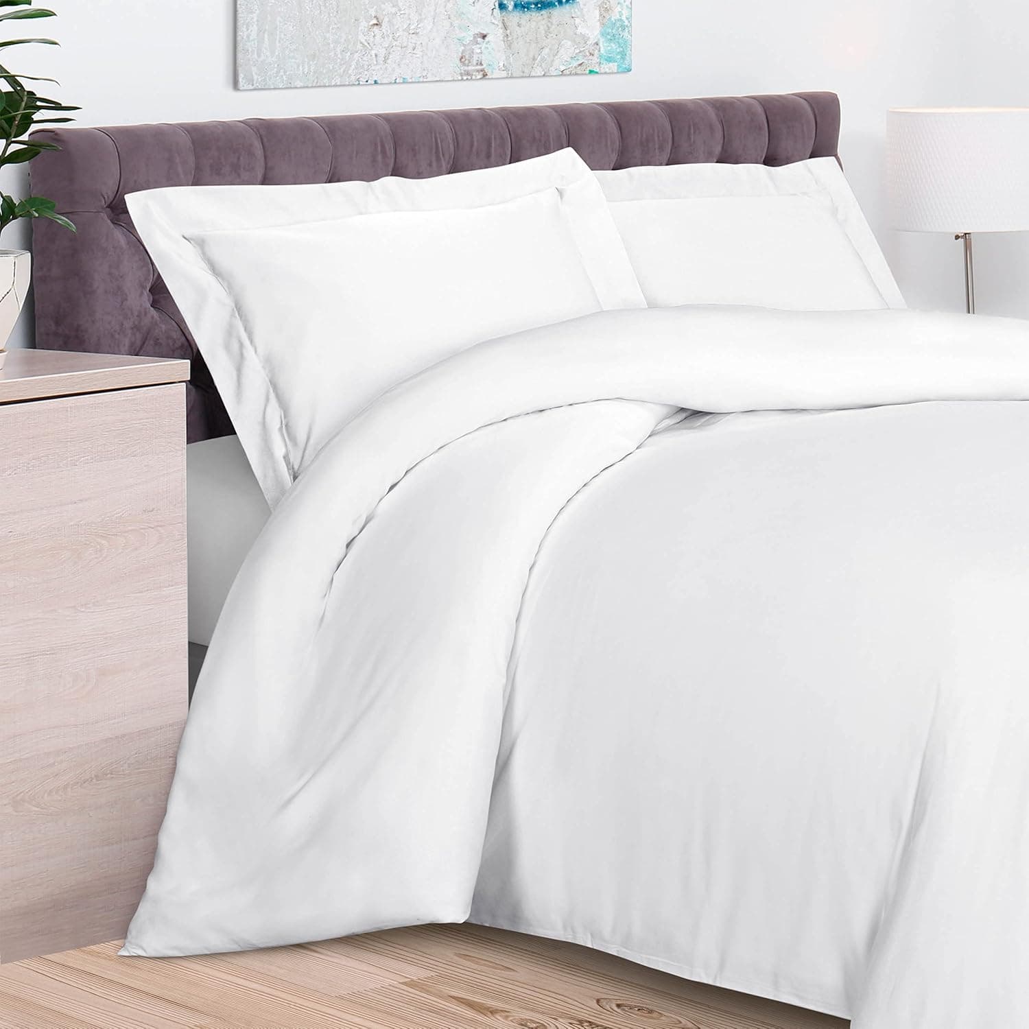 Superior 100% Rayon from Bamboo, Extremely comfortable, softer than cotton, Full/ Queen Duvet Cover Set, Solid, White
