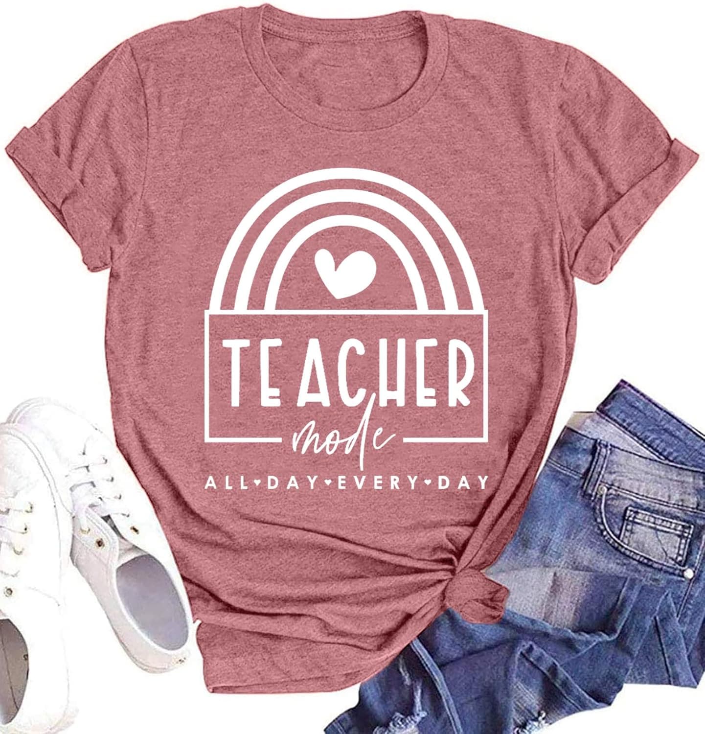 Teacher Shirts Women Teacher Mode Tshirt Rainbow Graphic Tee Tops Teaching Shirt Teacher Gift T-Shirt