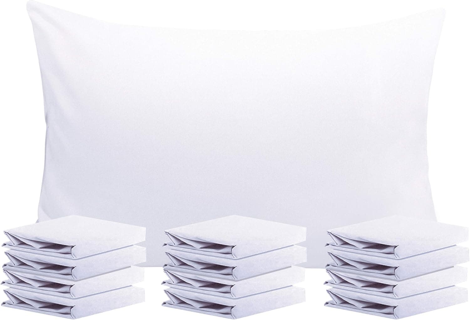 NTBAY 12 Pack 100% Brushed Microfiber Queen Pillowcases, Super Soft and Cozy, Wrinkle, Fade, Stain Resistant with Envelope Closure Pillow Cases, 20x30 Inches, White