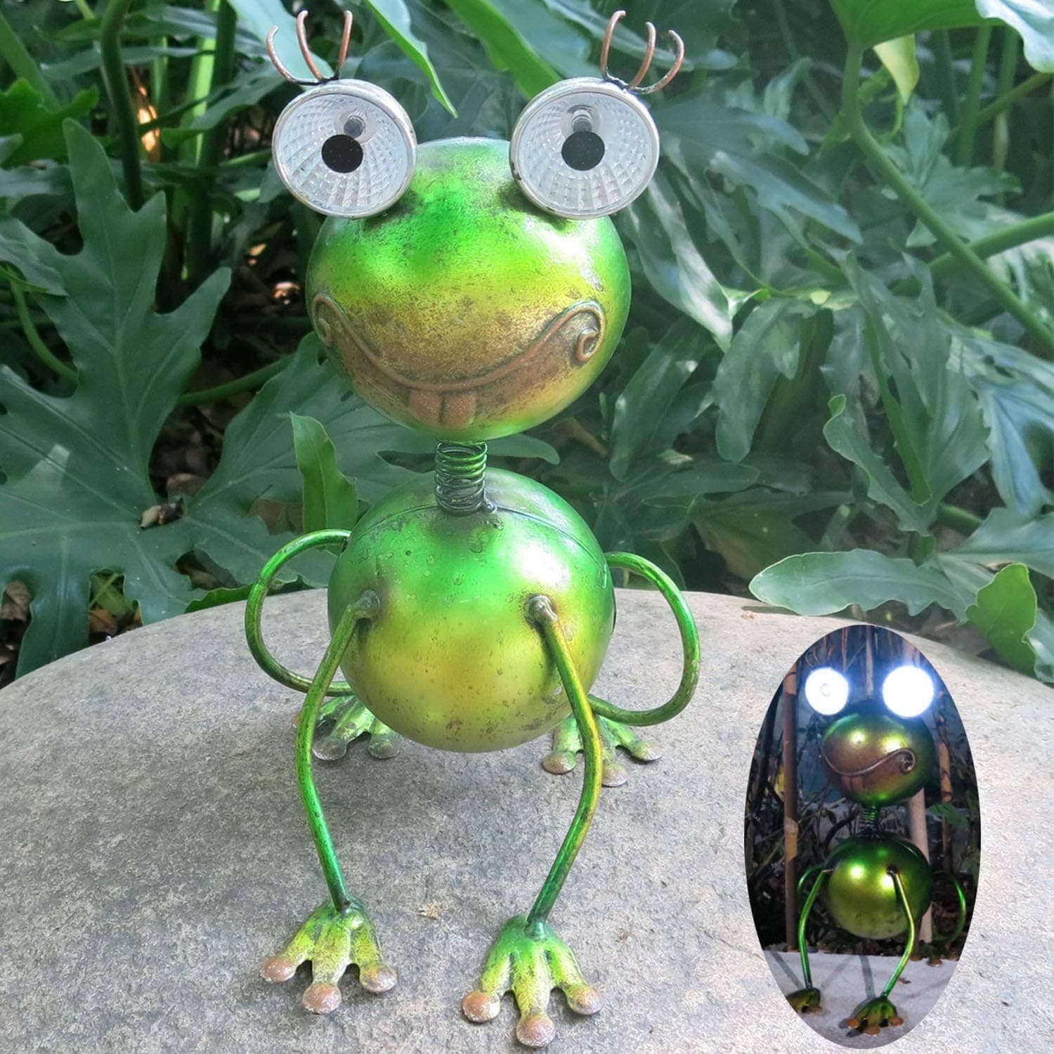 Solar Garden Lights Outdoor Garden Decoration Outdoor Flower Basin Solar Lamp Outdoor Access Drainage Lowerpot Spring Garden Logo Fairytale Garden Metal Animal Frog Statuette
