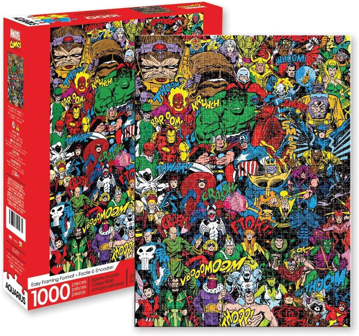AQUARIUS Marvel Retro Puzzle (1000 Piece Jigsaw Puzzle) - Glare Free - Precision Fit - Officially Licensed Marvel Merchandise & Collectibles - 20 x 28 Inches
