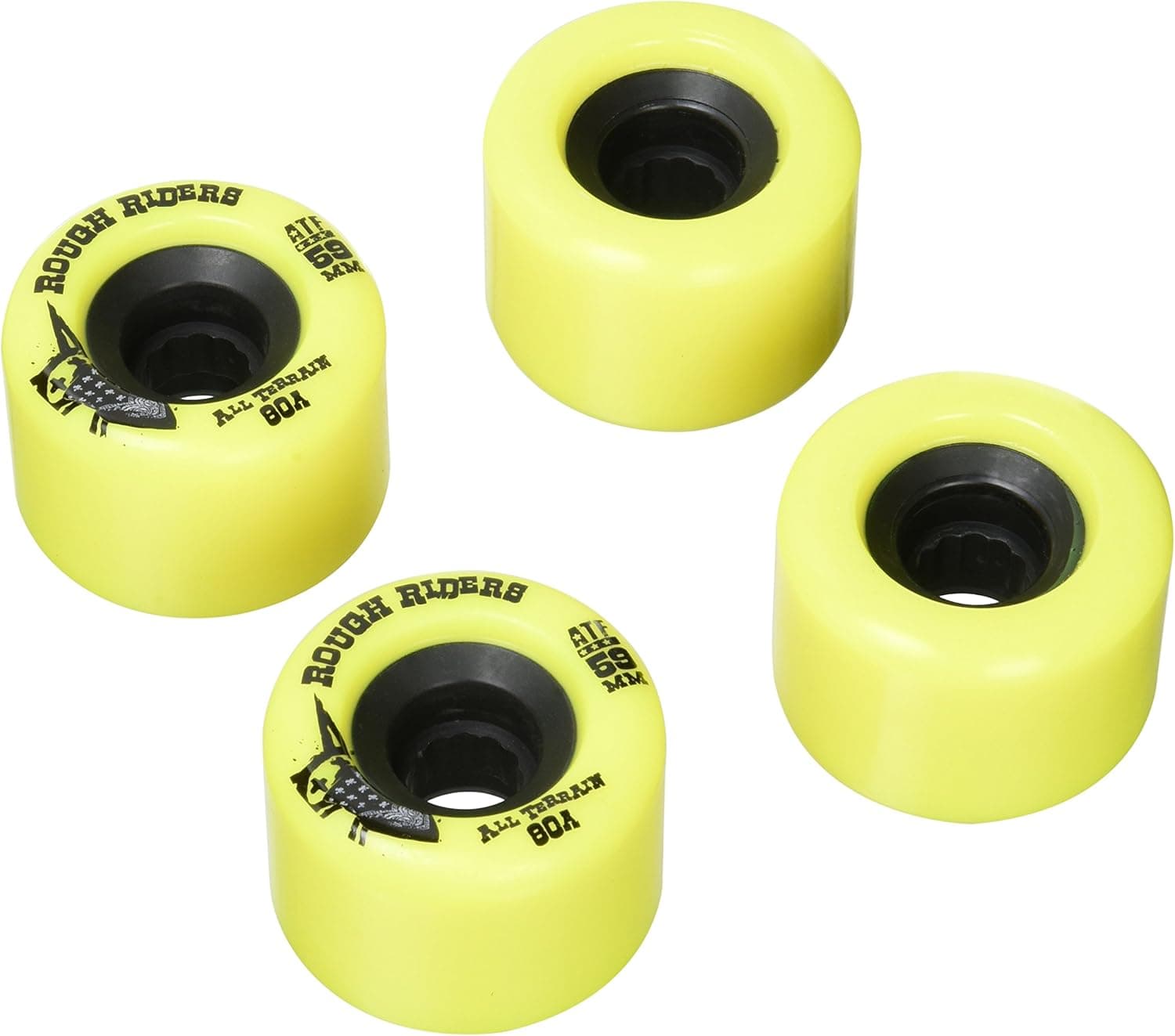 BONES WHEELS Rough Riders Skateboard Wheels, Yellow, 59 mm