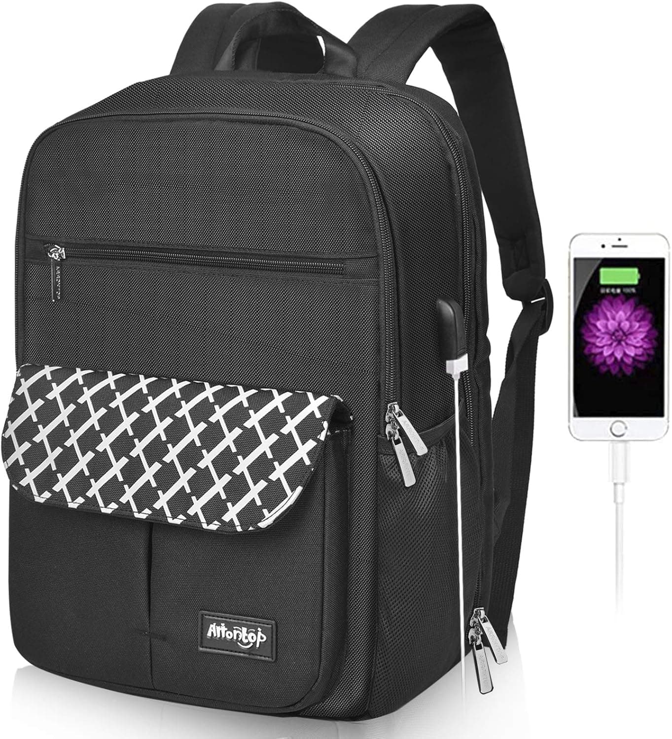 Arrontop Laptop Backpack For Men 15.6 Inch Water Repellent Business Travel Backpack Durable Anti Theft School College Backpack With Charger Port