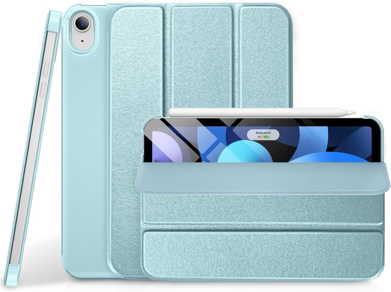 DTTO iPad Air Case 5th / 4th Generation 10.9 Inch, Hard Back, Sparkled and Sheen Front Cover for iPad Air 10.9" 5th / 4th Gen 2022 2020, Support 2nd Gen Pencil, Auto Sleep/Wake - Ice Blue