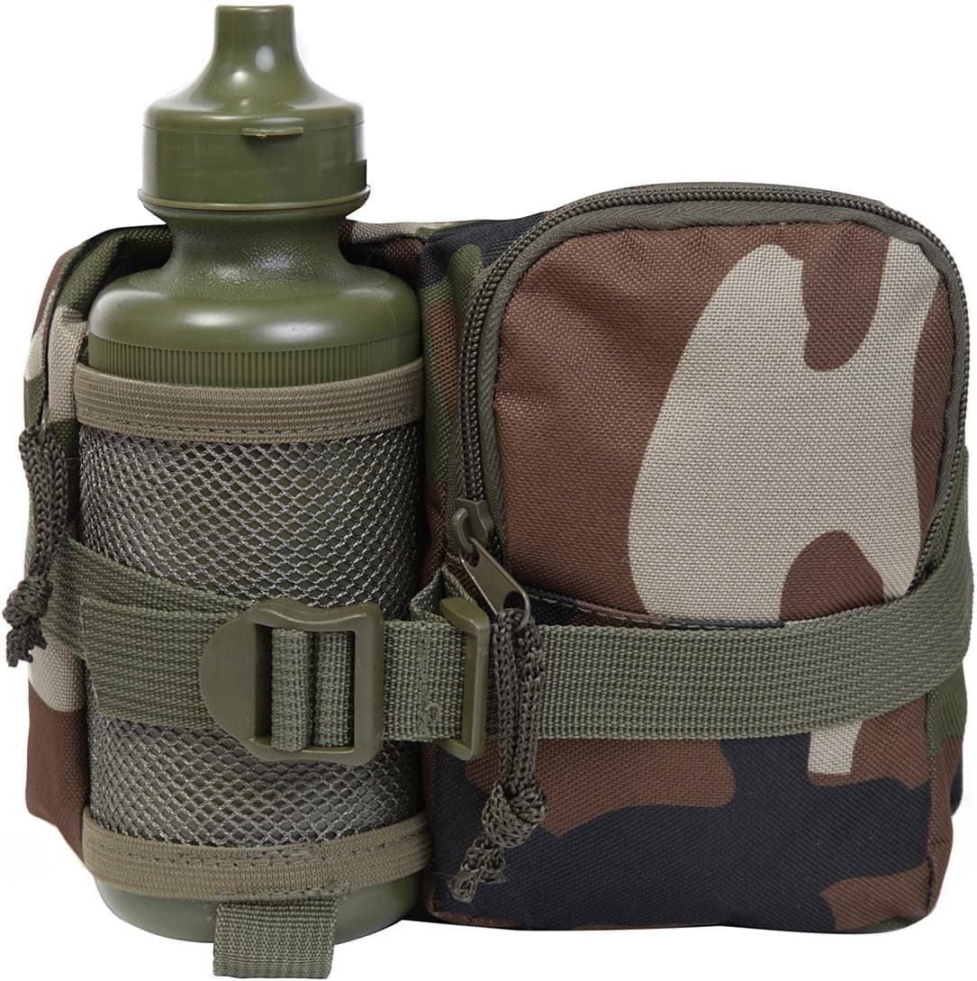 Kids Army Woodland Camo Fanny Pack & Water Bottle - Camouflage Waist Bag
