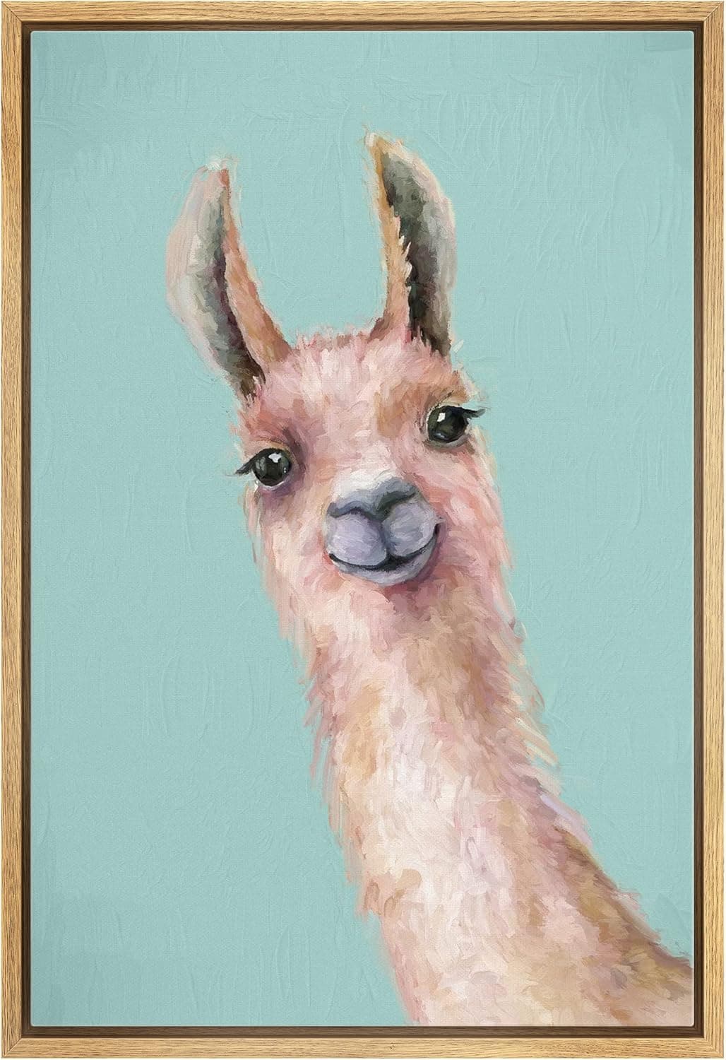 SIGNWIN Framed Canvas Print Wall Art Pastel Watercolor Brown Wool Farm Llama Nature Animals Illustrations Modern Art Portrait Colorful Multicolor for Living Room, Bedroom, Office - 16"x24" Natural