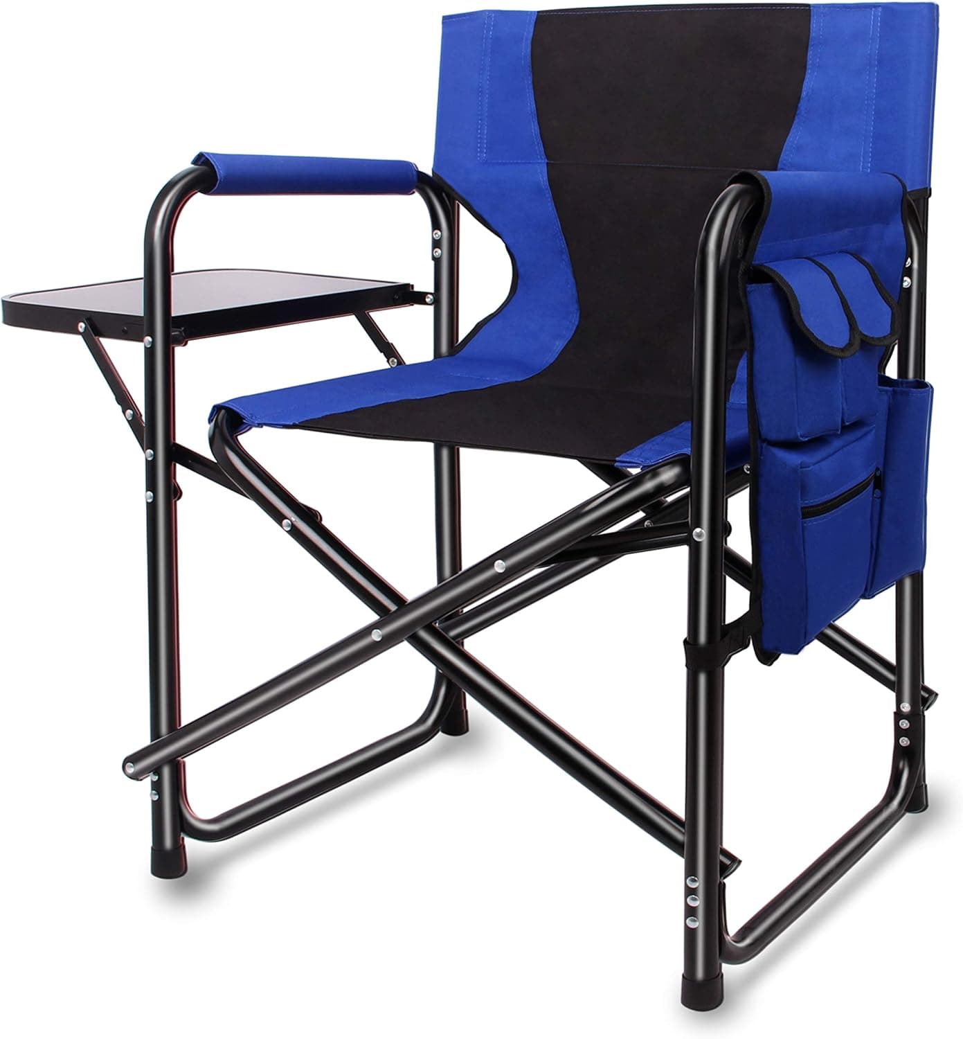 Tall Directors Chair Foldable Makeup Chair Portable Camping Chair Lightweight Full Aluminum Frame Artist Chair Heavy Duty with Armrest Side Table Storage Bag Indoor Outdoor 300 lbs Supports