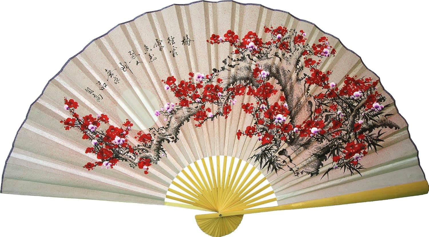 Large 60" Folding Wall Fan - Purity Blossoms - Original Hand-painted