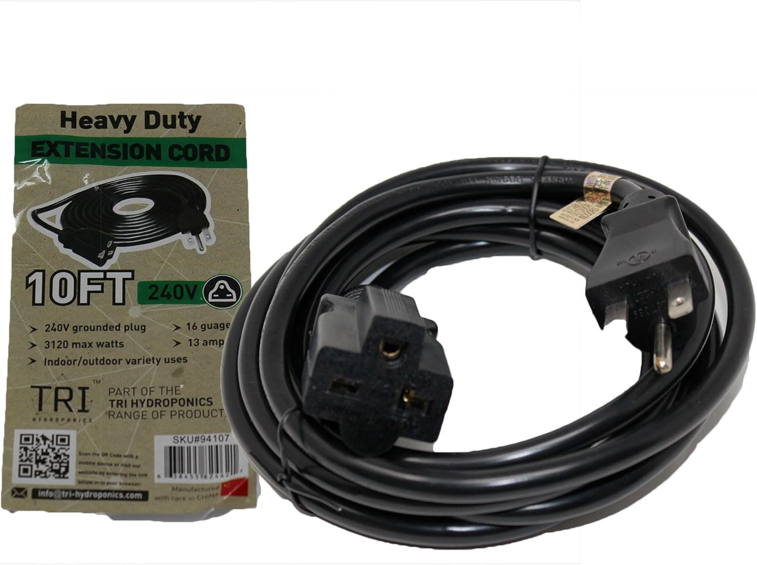 Hypergreens 240V Heavy Duty Extension Cord (10ft/25ft) (10ft)